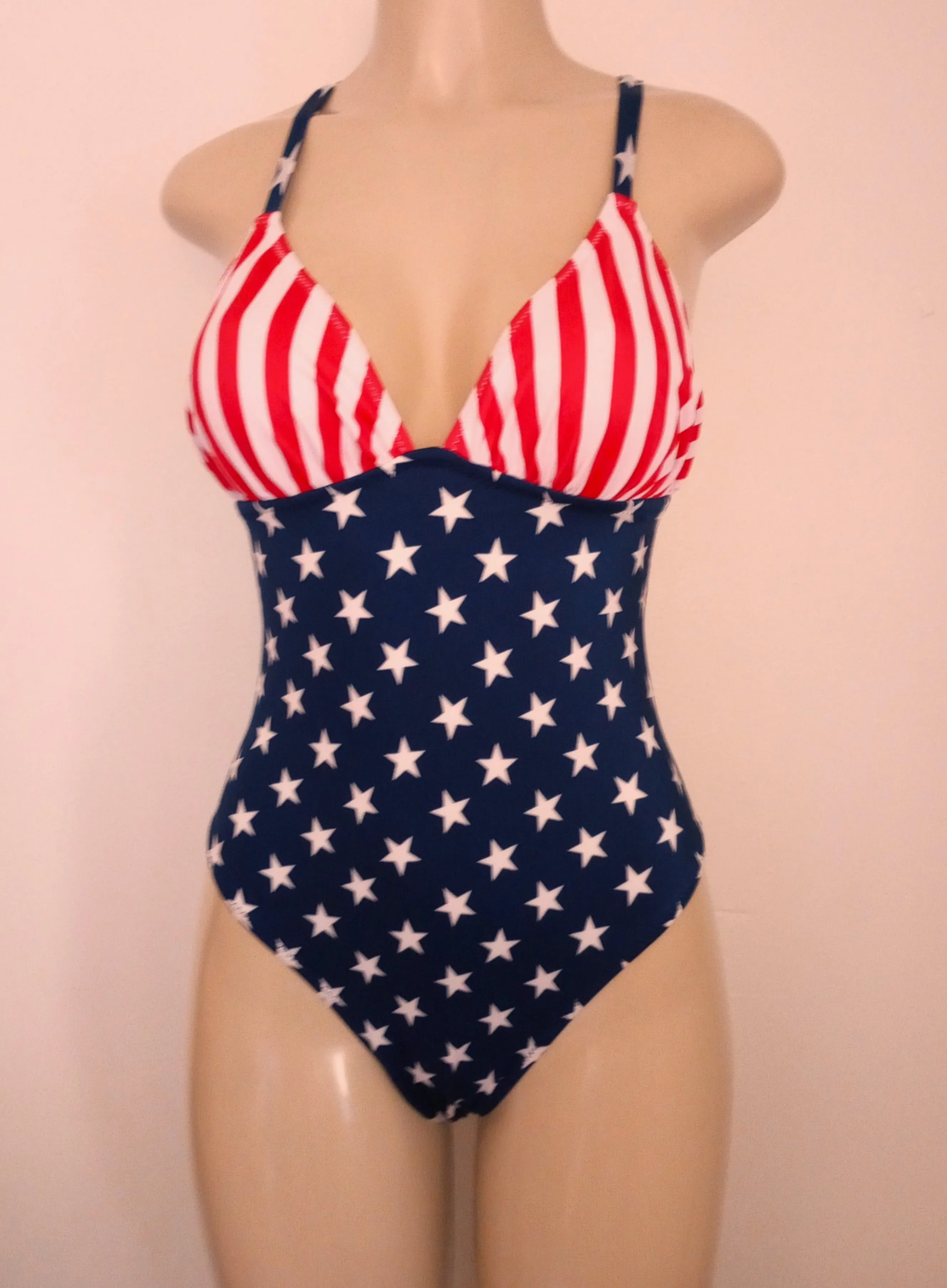 Crossover Back One Piece Swimsuit Women