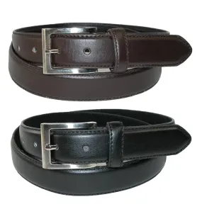 CTM® Men's Big & Tall Leather Dress Belt with Silver Buckle (Pack of 2)