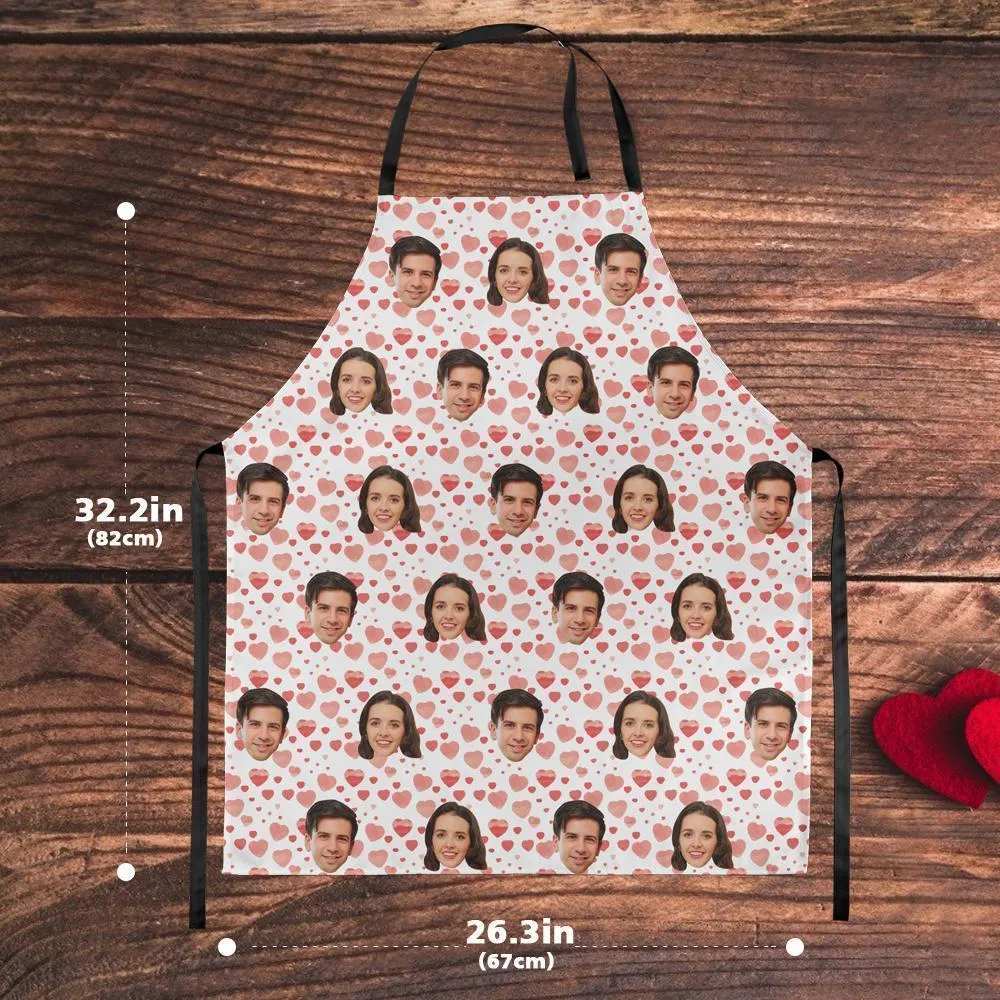 Custom Face Apron Photo Apron - Heart I Love Mom