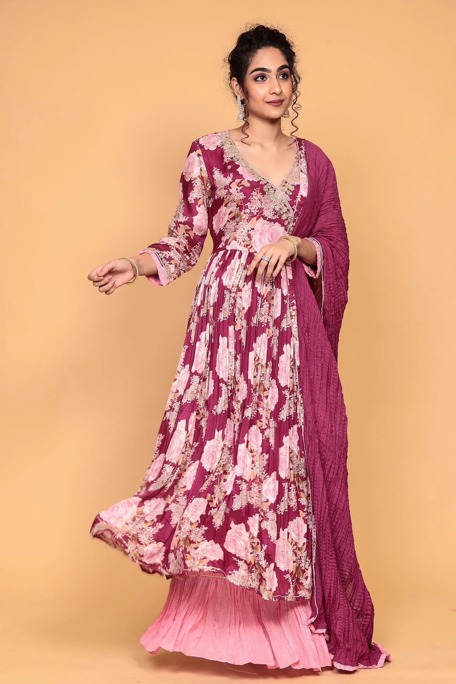 Digital Print Cotton silk Suit  with Thread work.