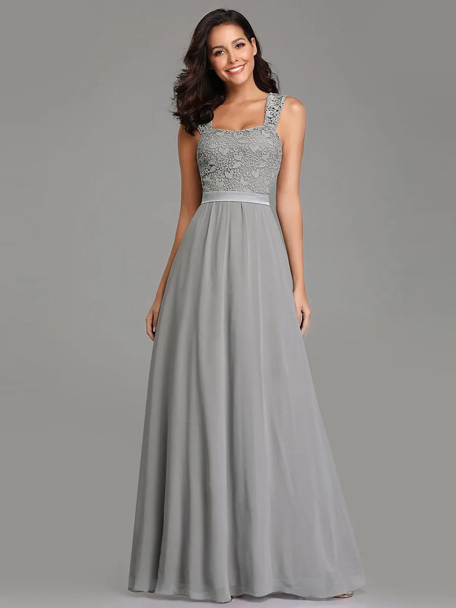 Elegant A Line Chiffon Wholesale Bridesmaid Dress With Lace Bodice