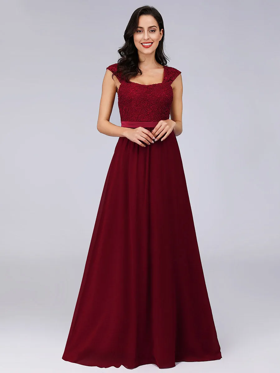 Elegant A Line Chiffon Wholesale Bridesmaid Dress With Lace Bodice