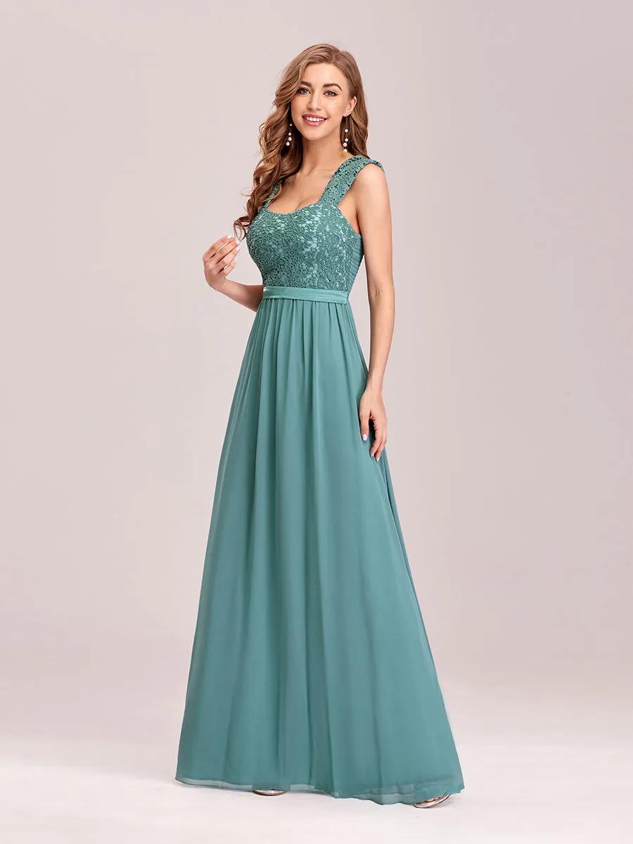 Elegant A Line Chiffon Wholesale Bridesmaid Dress With Lace Bodice