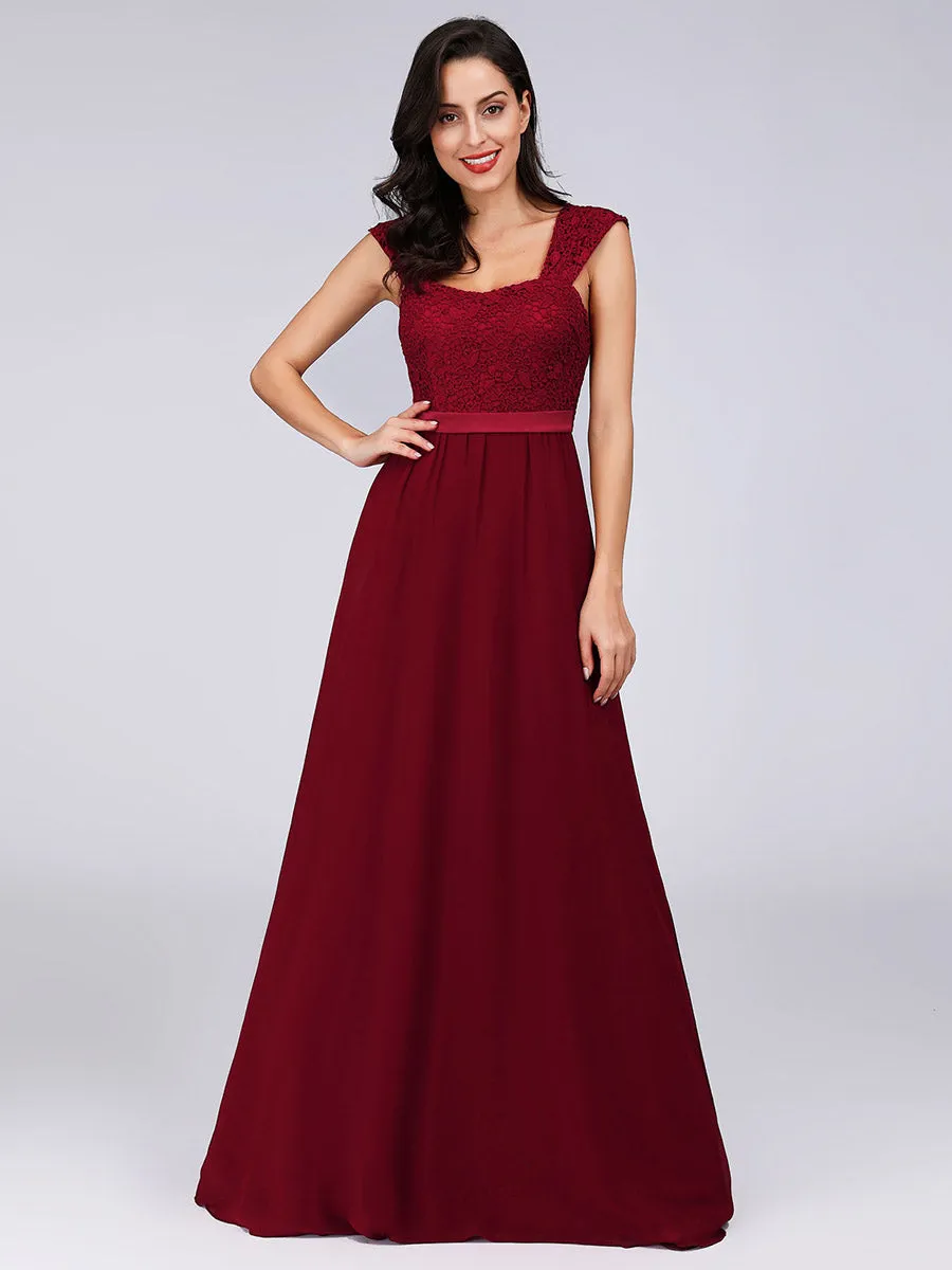 Elegant A Line Chiffon Wholesale Bridesmaid Dress With Lace Bodice