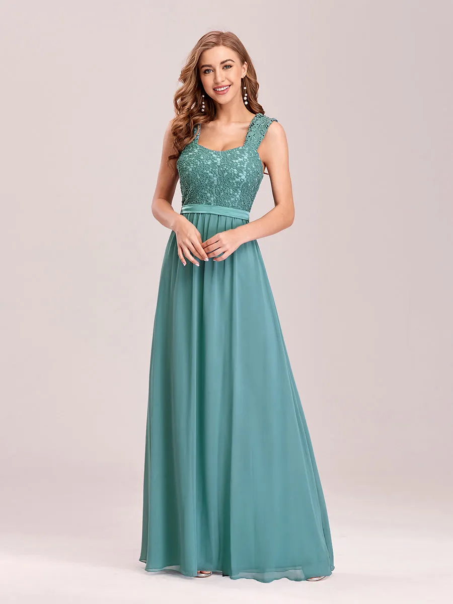 Elegant A Line Chiffon Wholesale Bridesmaid Dress With Lace Bodice