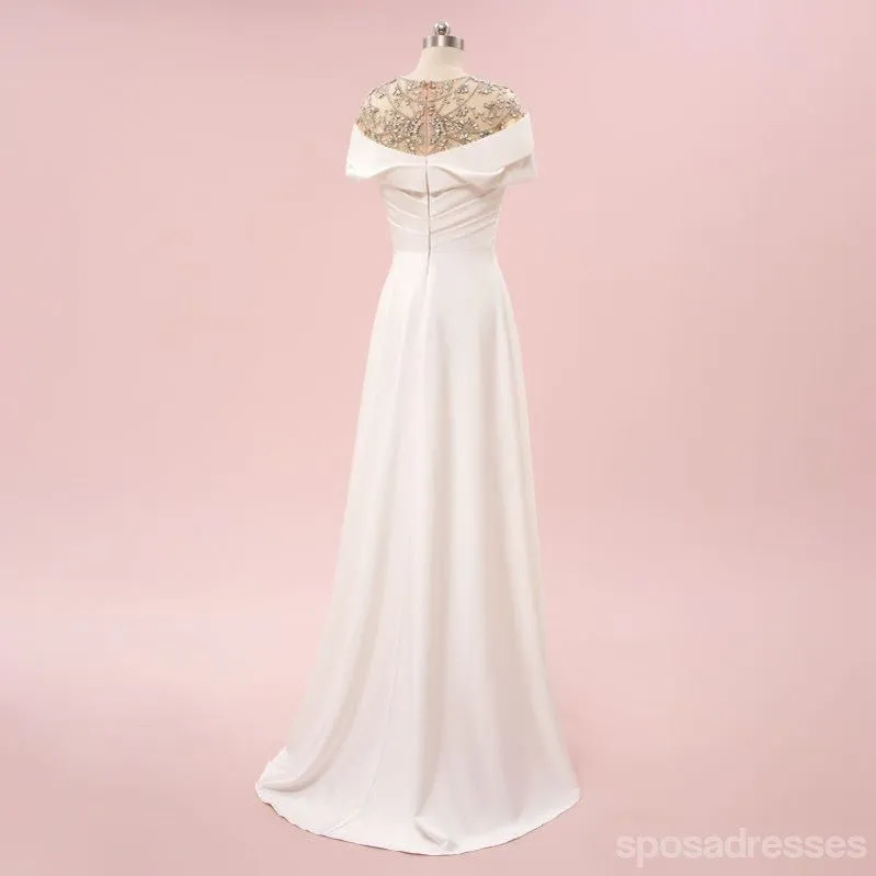 Elegant Ivory A-line With Beading Maxi Long Party Prom Dresses,Evening Dress,13525