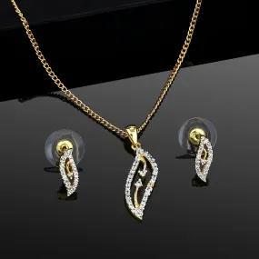 Estele 24 KT Gold and Silver-Plated CZ Leaf Fancy Pendant Set for Women / Girls