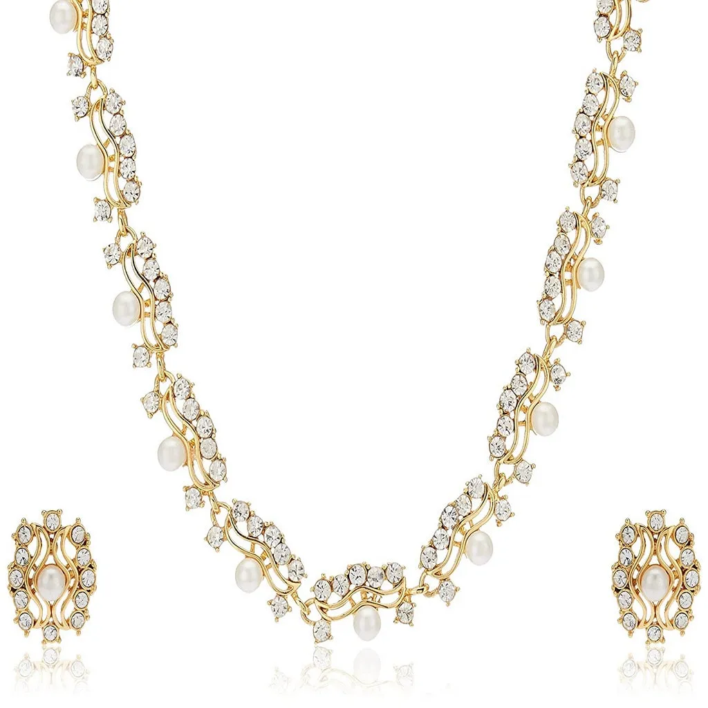 Estele - 24 KT Gold plated Necklace Set with American Diamonds for Women