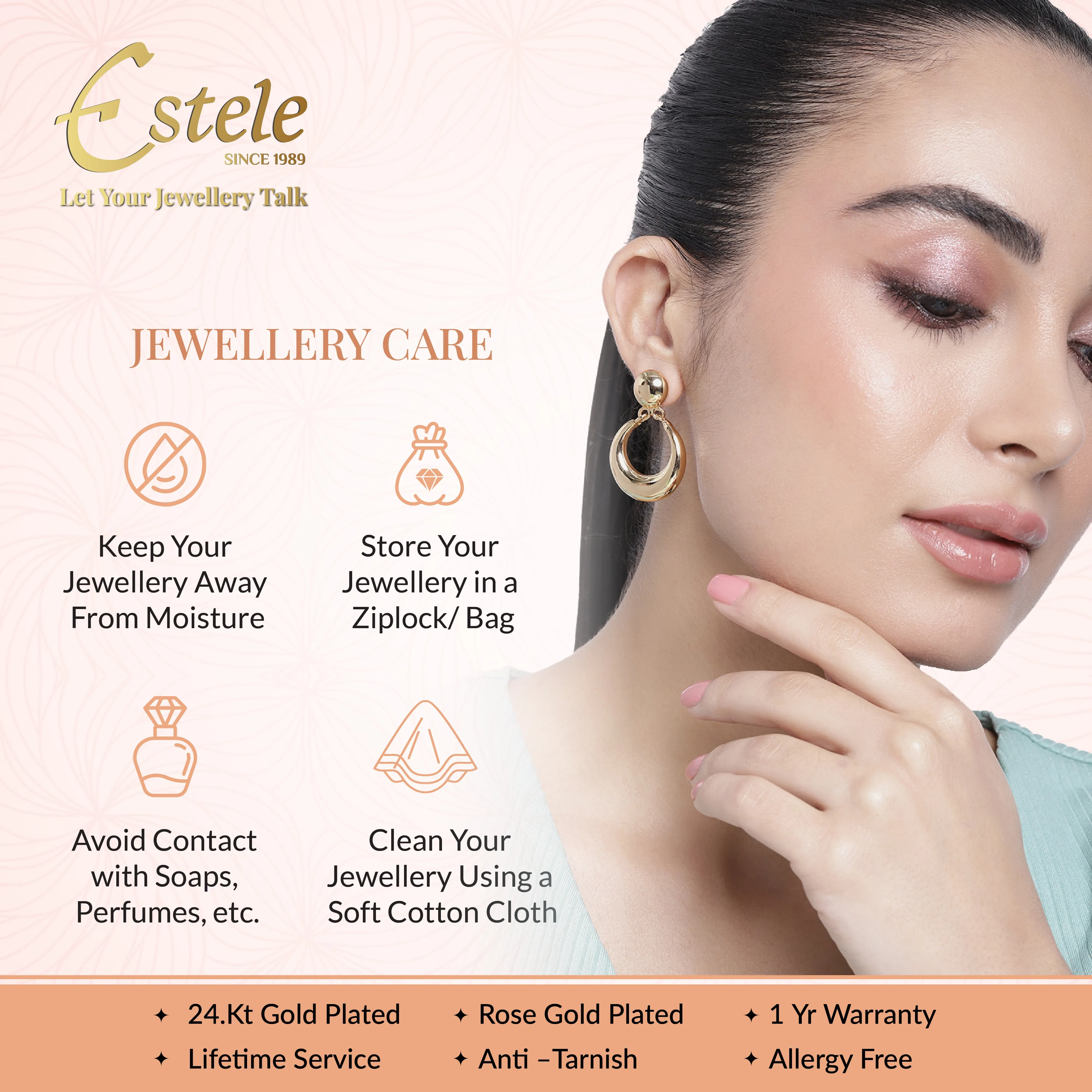 Estele Candy Crystal Collection Gold Plated Crystal Stud Earrings