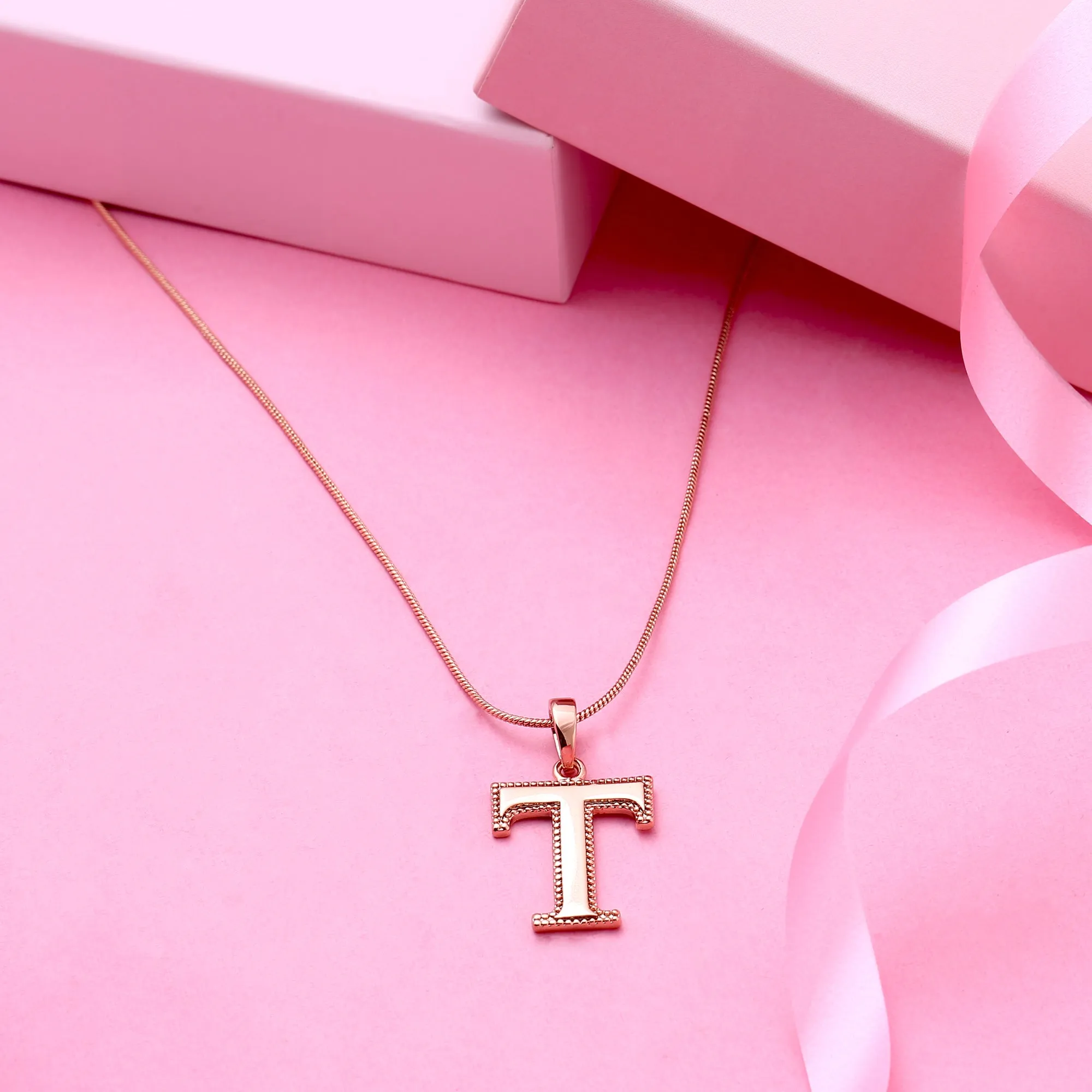 Estele - Charm "T" Rosegold plated Pendant