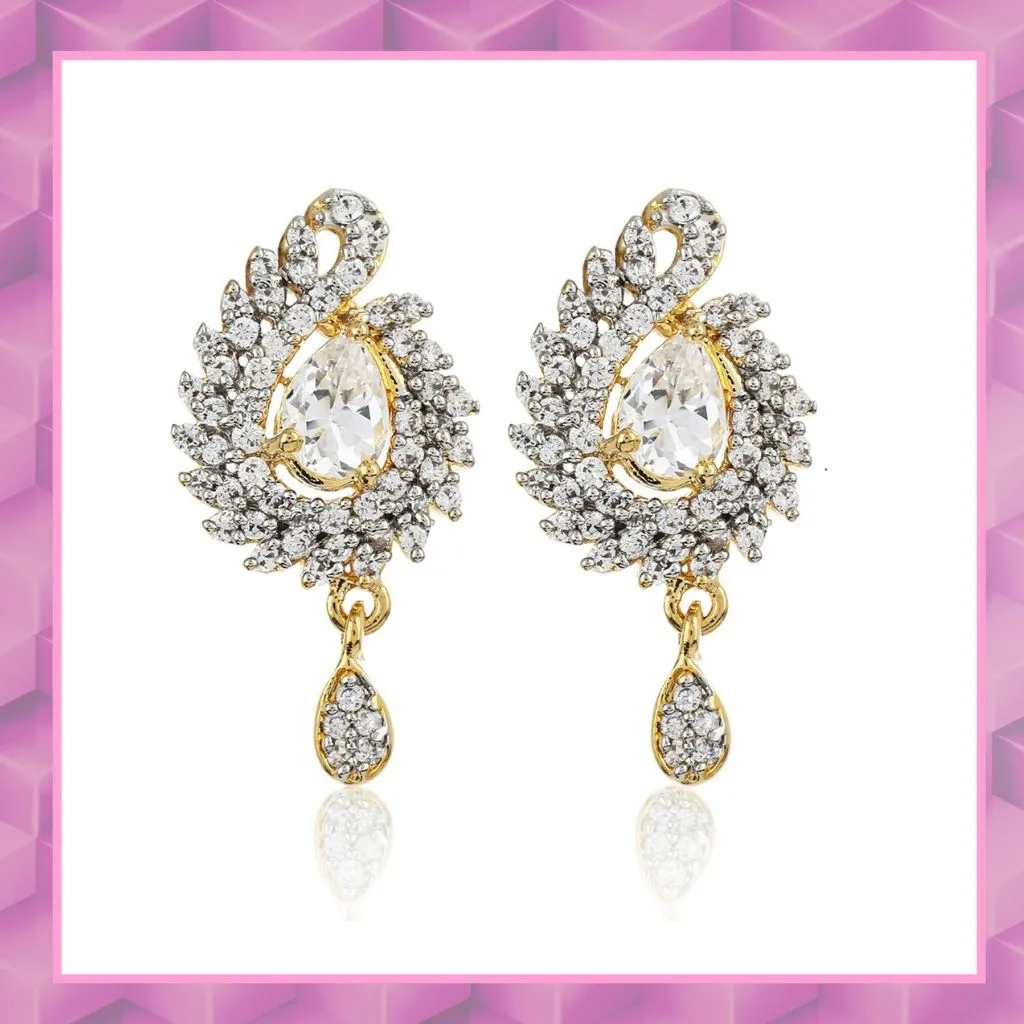 Estele Drop Earring With White AD Stones