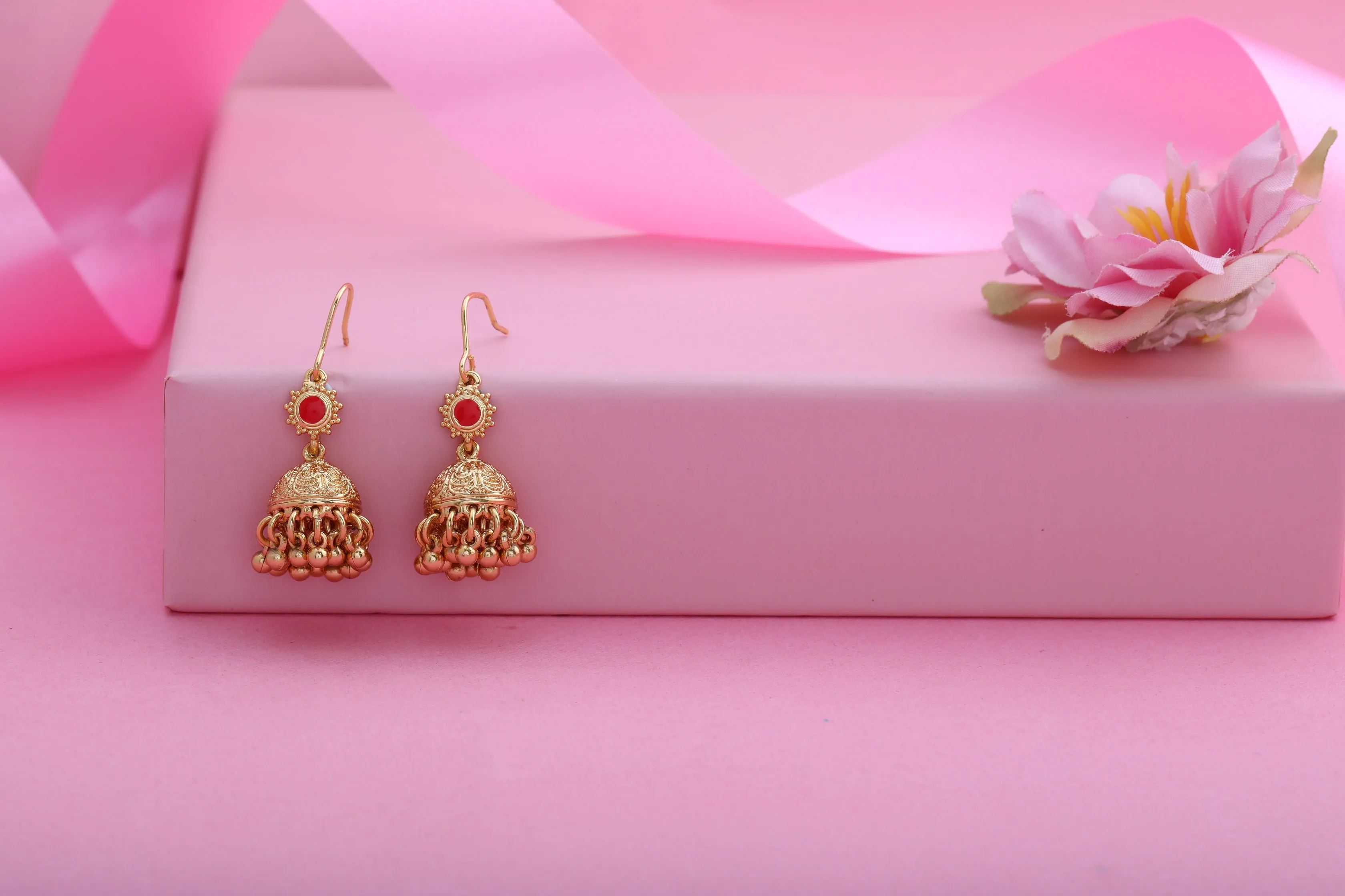 ESTELE - Ethnic 24 CT gold Plated Beliza Jhumkis