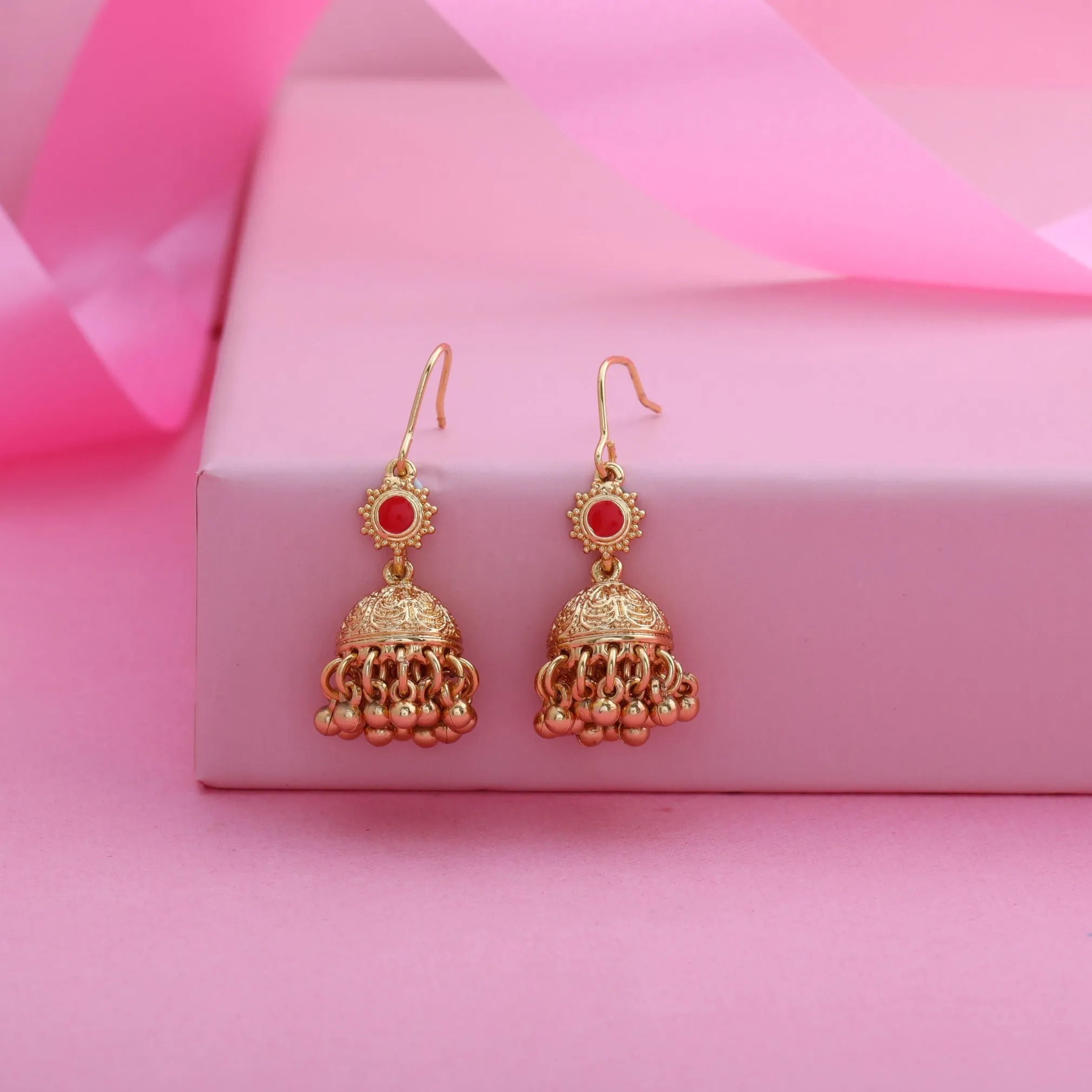 ESTELE - Ethnic 24 CT gold Plated Beliza Jhumkis