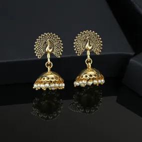 Estele Ethnic Gold colour Peacock heritage Jhumkis for women