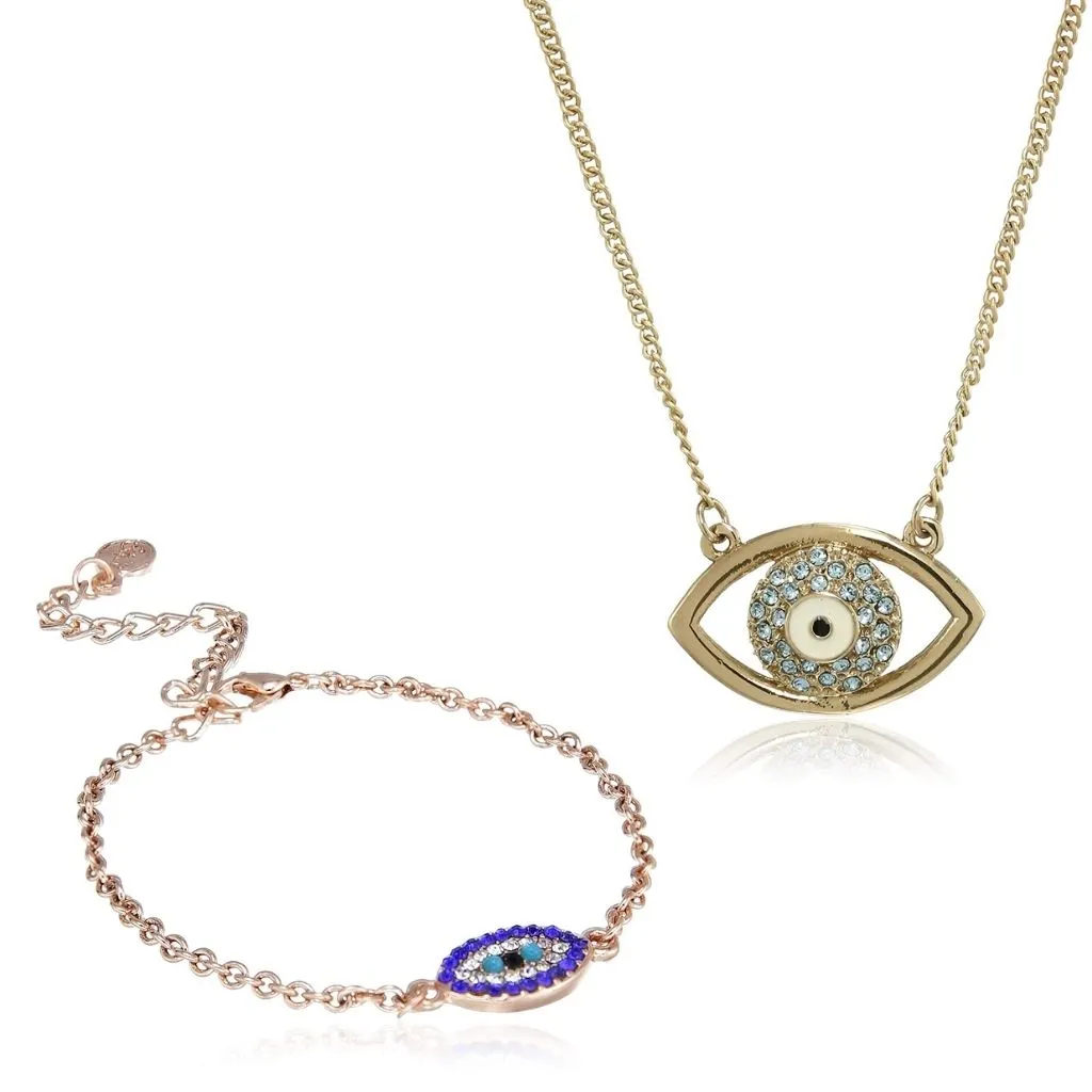 Estele - Evil Eye Pendant & Bracelet Combo Set For Girls & Women