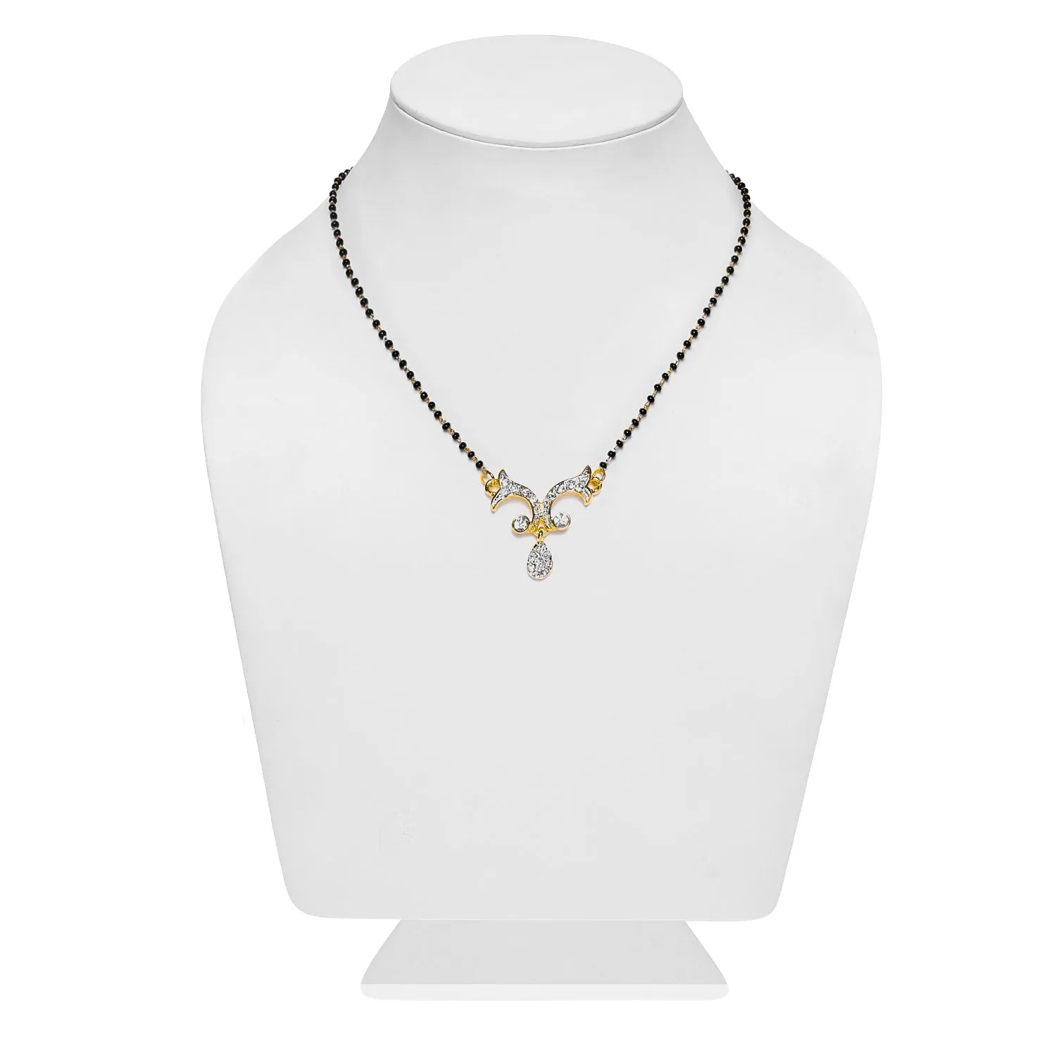 Estele Gold & Rhodium Plated Candere Drop Mangalsutra Necklace with Austrian Crystals for Women