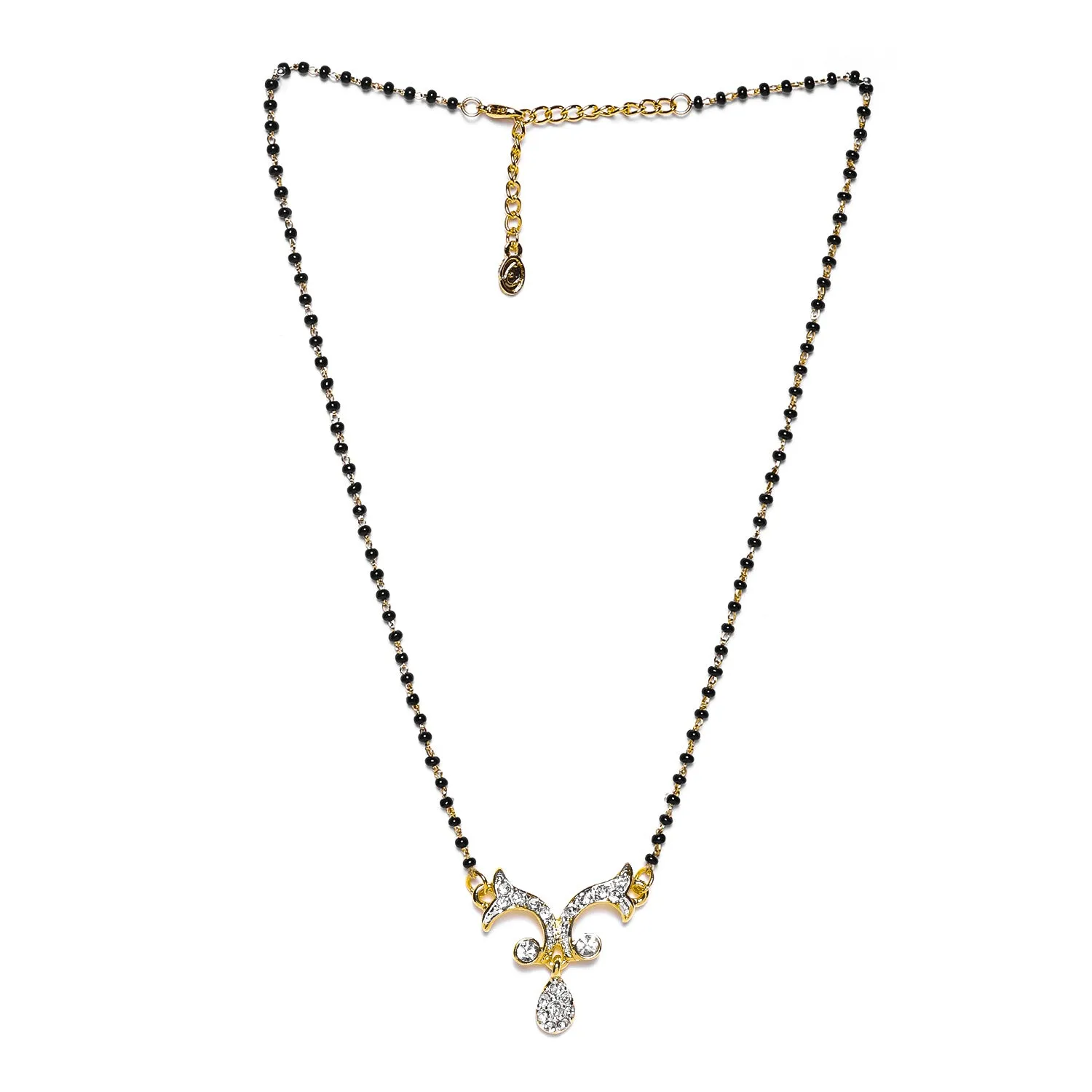 Estele Gold & Rhodium Plated Candere Drop Mangalsutra Necklace with Austrian Crystals for Women