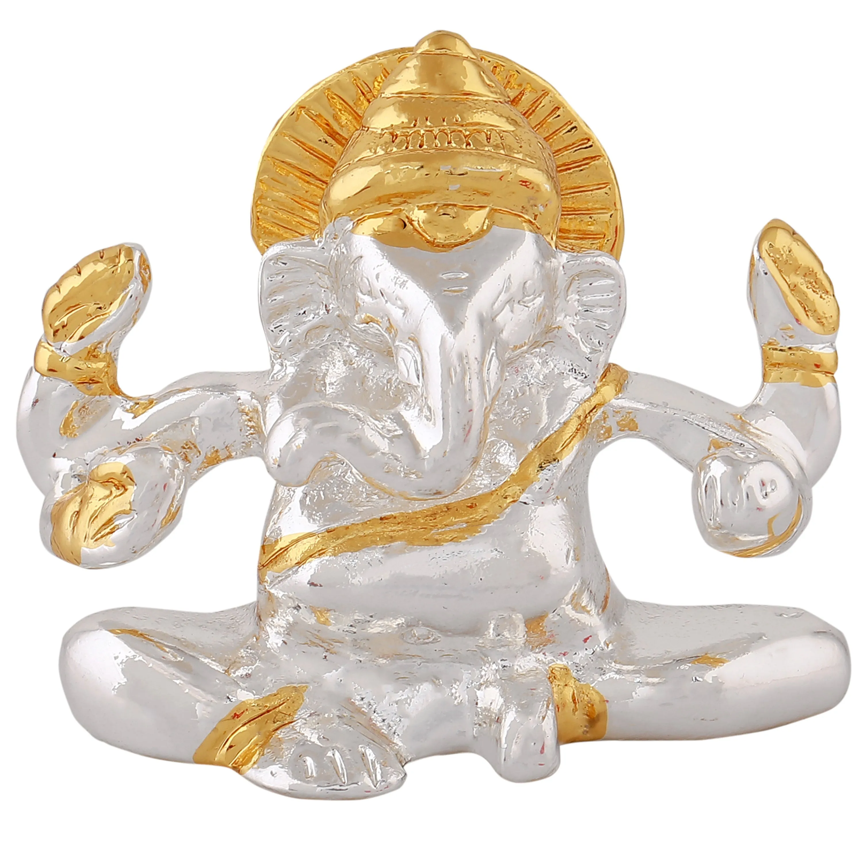 Estele Gold & Rhodium Plated Spiritual Lord Bal Ganesh Idol for Gifts & House Warming/Home/Office Decors.