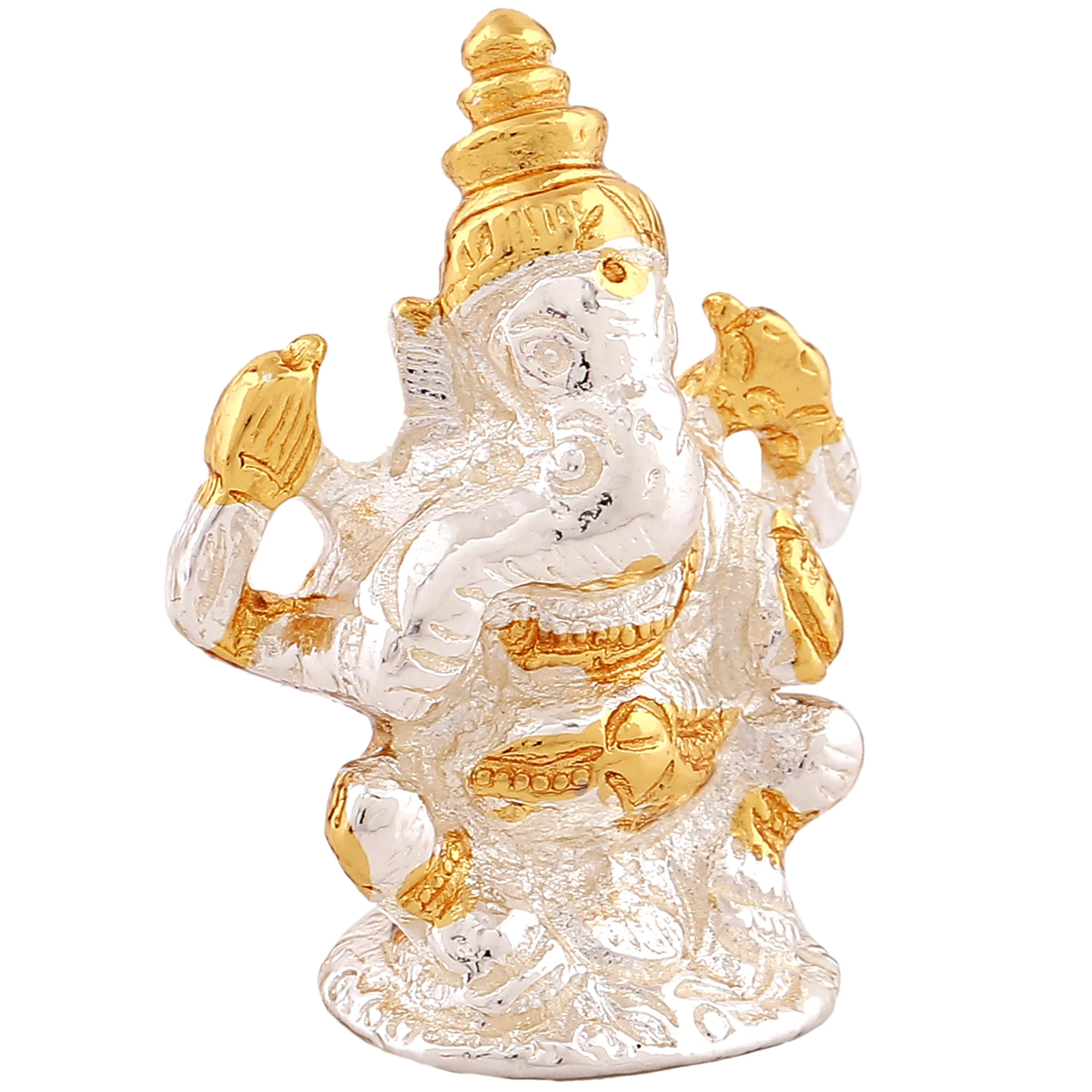 Estele Gold & Rhodium Plated Spiritual Lord Bal Ganesh Idol for Gifts & House Warming/Home/Office Decors.