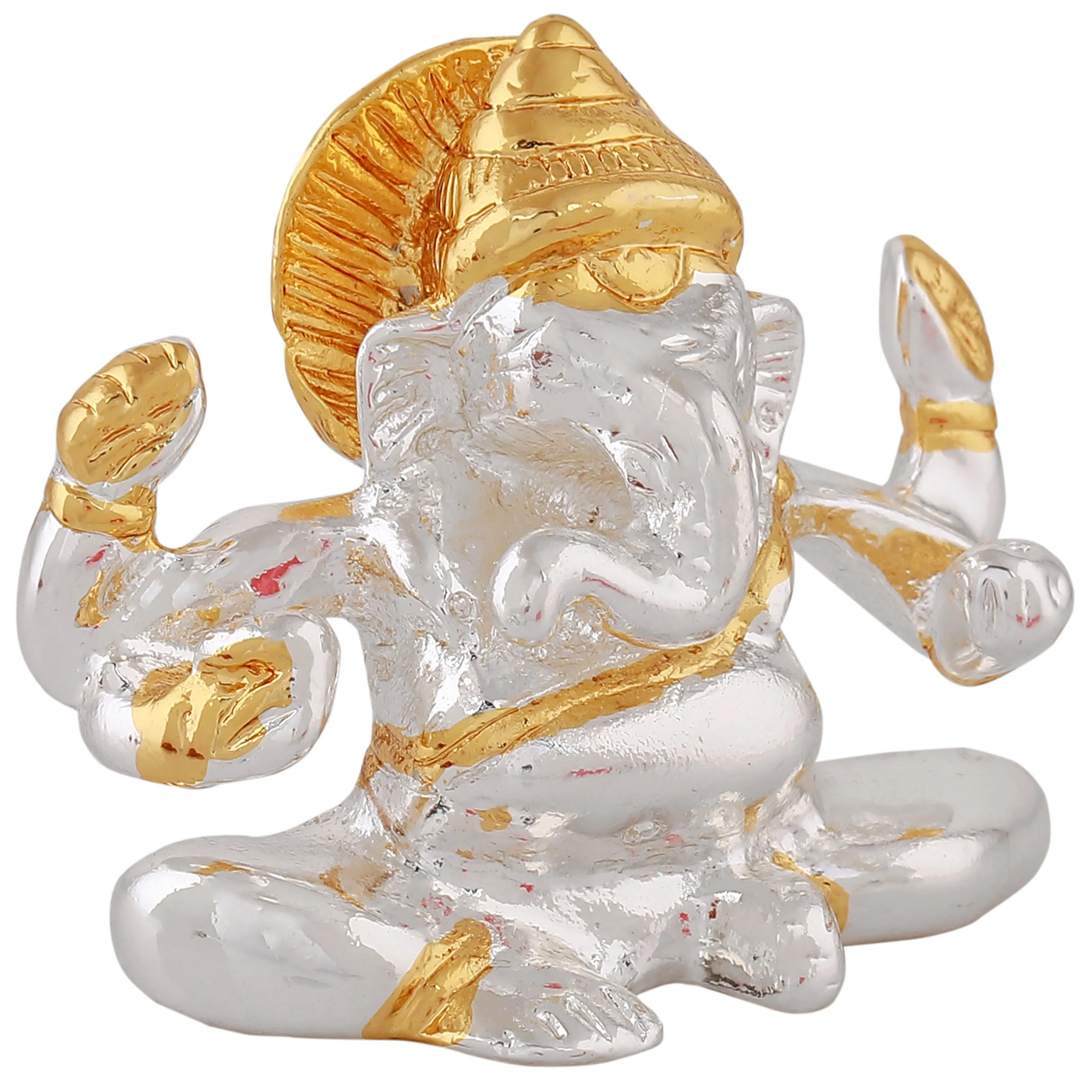 Estele Gold & Rhodium Plated Spiritual Lord Bal Ganesh Idol for Gifts & House Warming/Home/Office Decors.