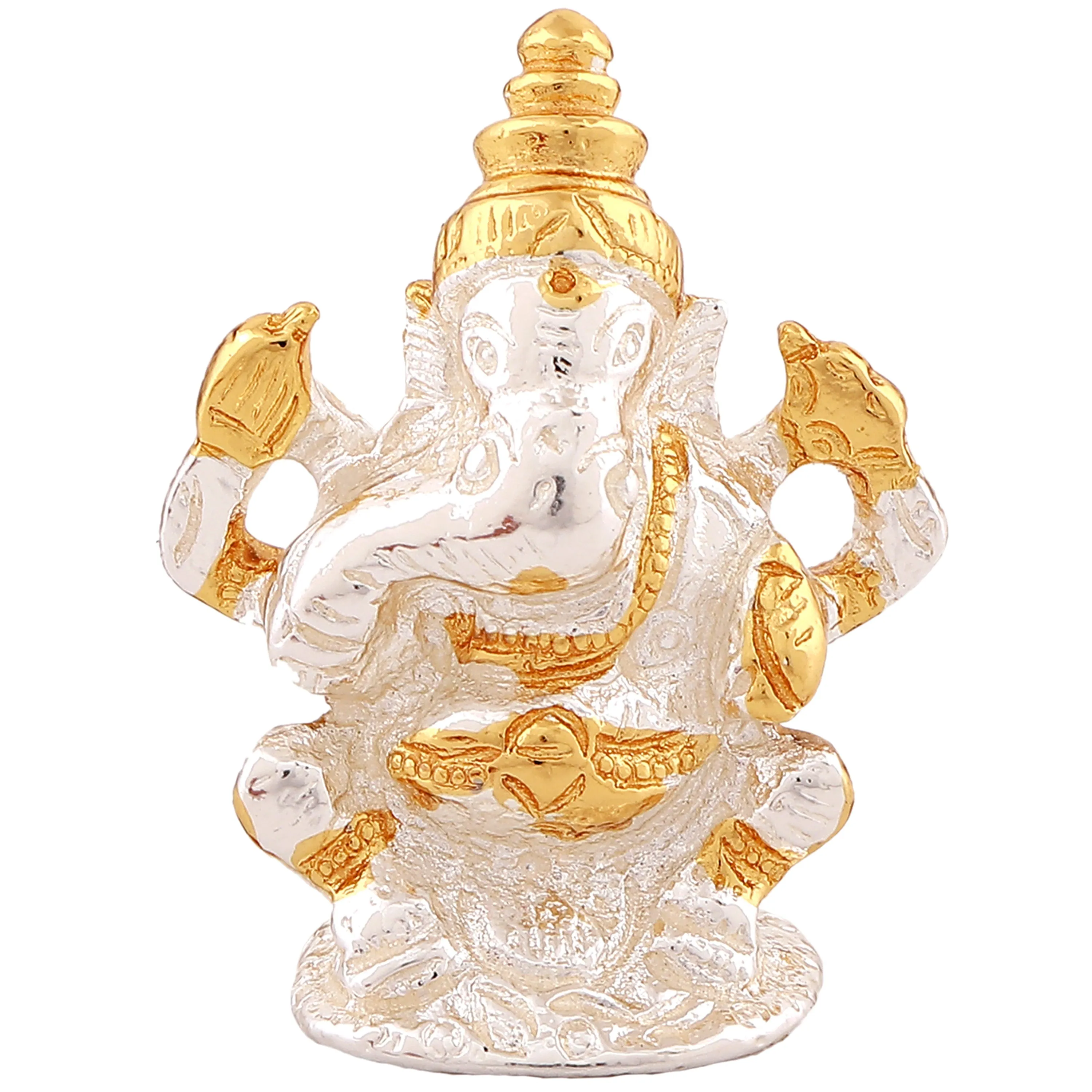 Estele Gold & Rhodium Plated Spiritual Lord Bal Ganesh Idol for Gifts & House Warming/Home/Office Decors.