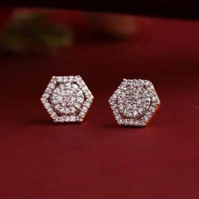 Estele Gold and Silver Plated American Diamond Modern Nakshatra Stud Earrings