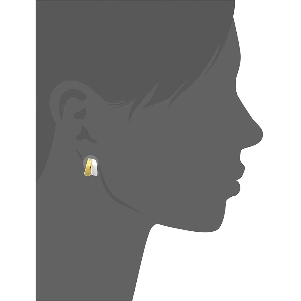 Estele Gold and Silver Plated Ribbon end Stud Earrings for women