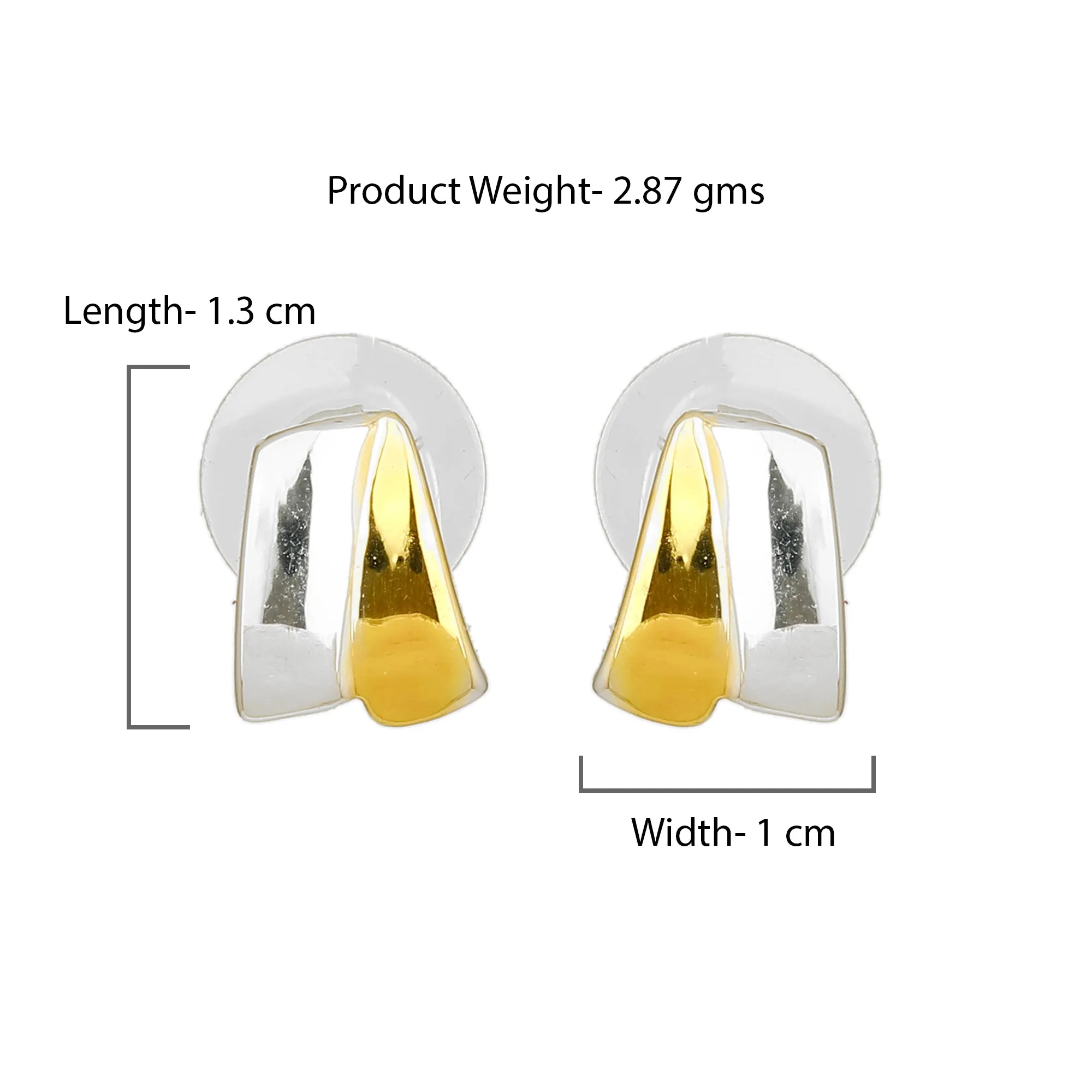 Estele Gold and Silver Plated Ribbon end Stud Earrings for women