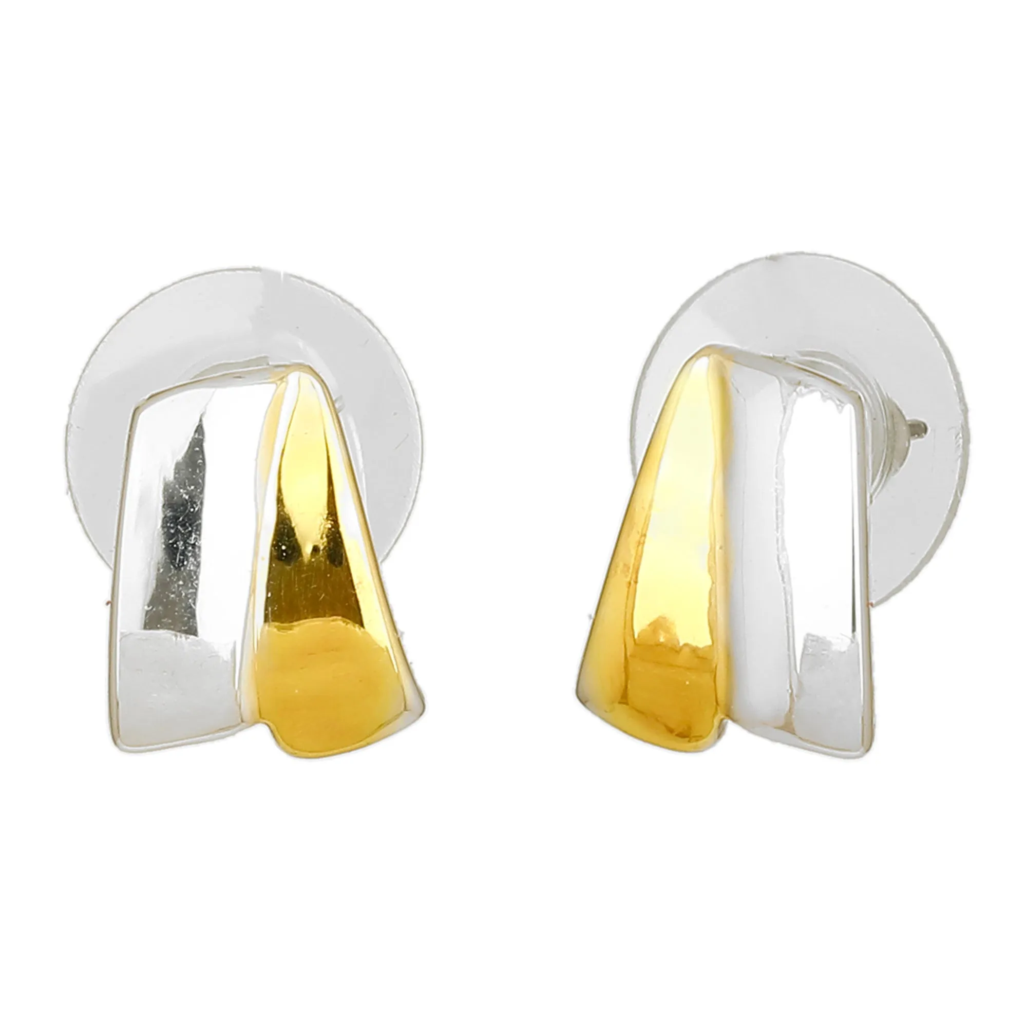 Estele Gold and Silver Plated Ribbon end Stud Earrings for women