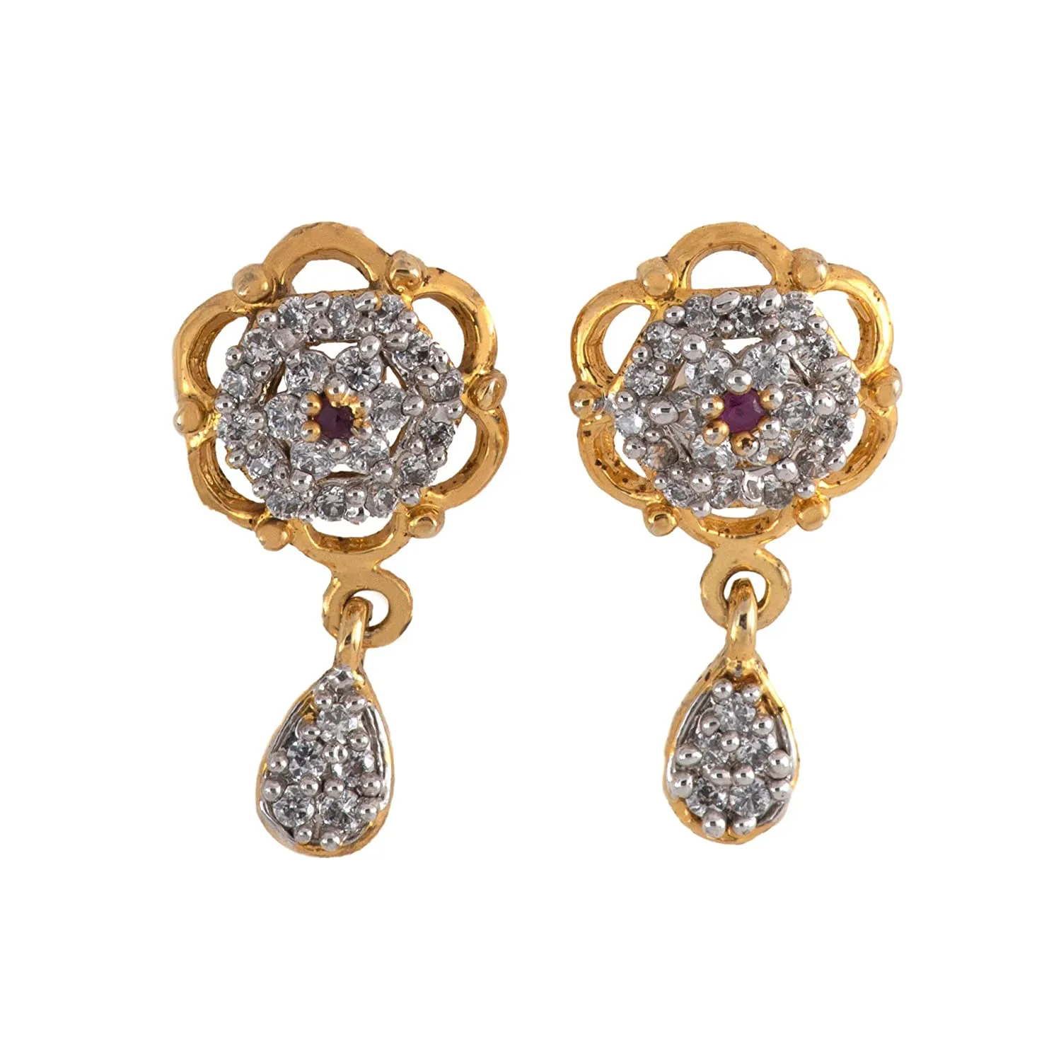 Estele Gold plated American Diamond Stud Earrings. for women