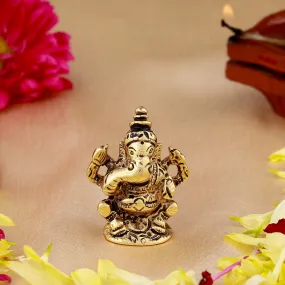 Estele Gold Plated Antique Spiritual Lord Ganesh Idol for Gifts & House Warming/Home/Office Decors.