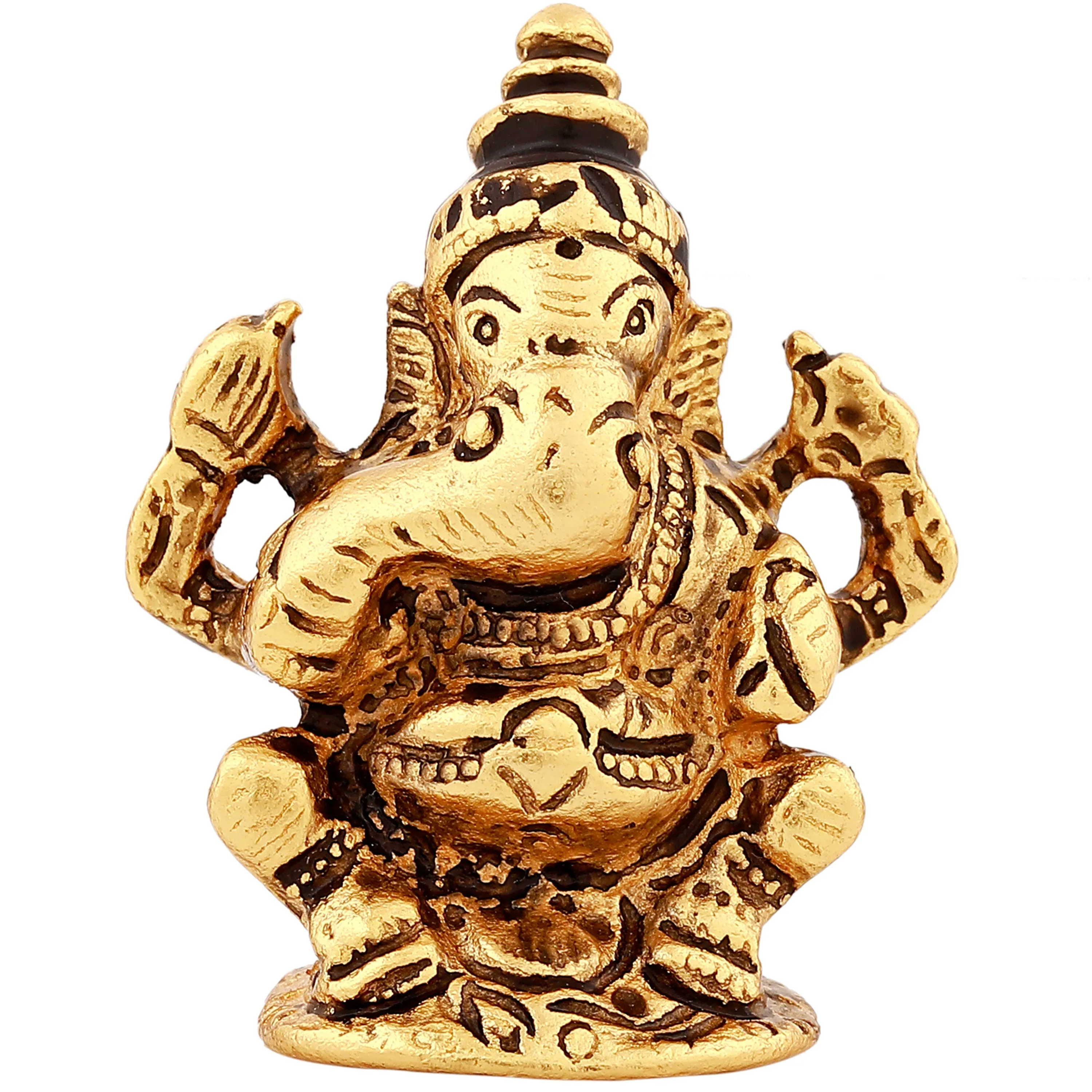 Estele Gold Plated Antique Spiritual Lord Ganesh Idol for Gifts & House Warming/Home/Office Decors.