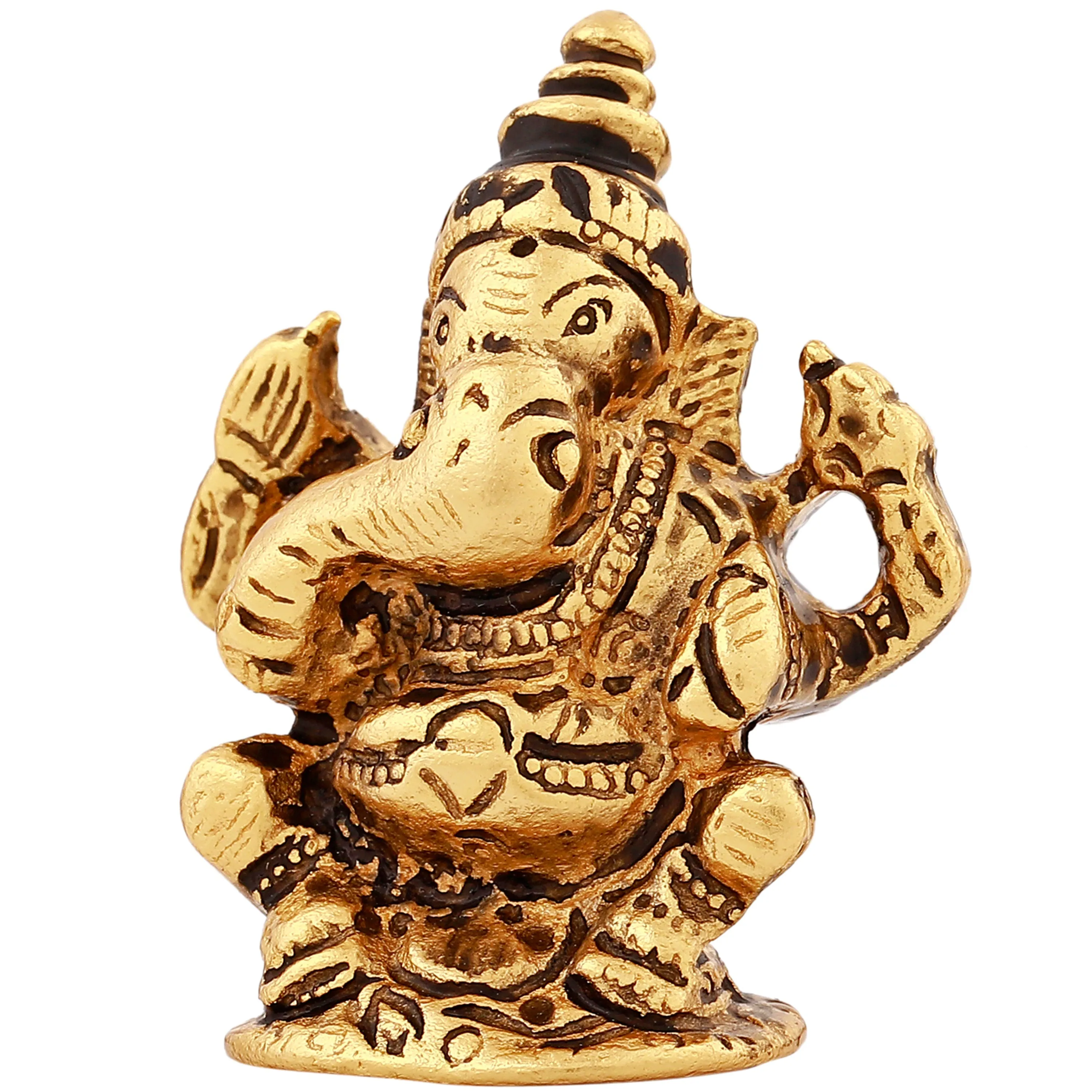 Estele Gold Plated Antique Spiritual Lord Ganesh Idol for Gifts & House Warming/Home/Office Decors.