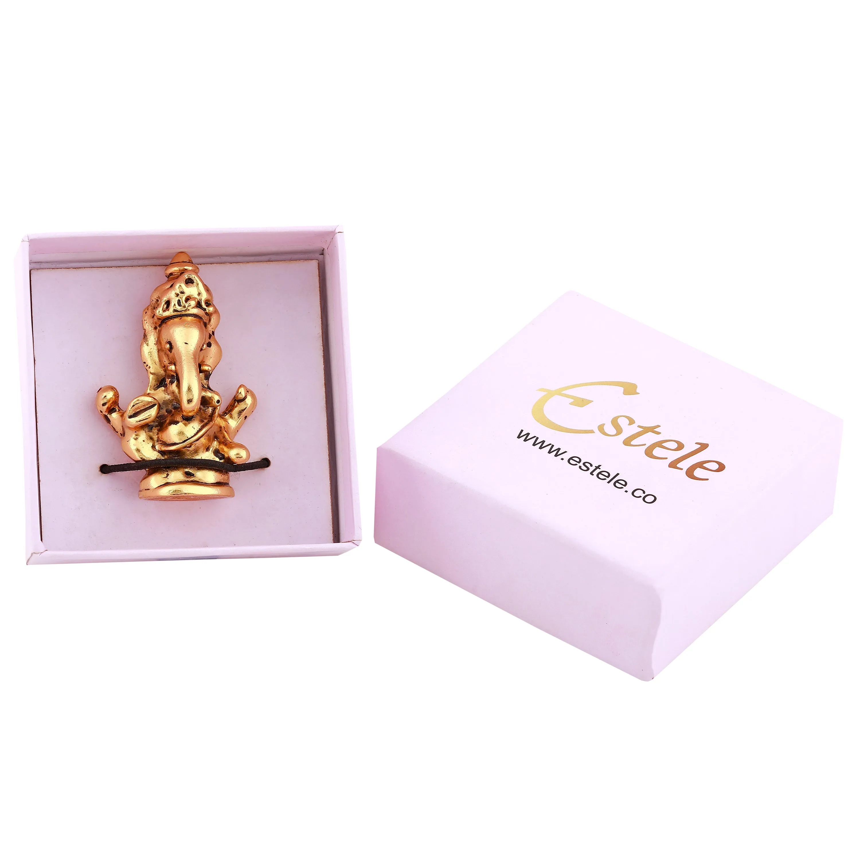 Estele Gold Plated Antique Spiritual Lord Ganesh Idol for Gifts & House Warming/Home/Office Decors.