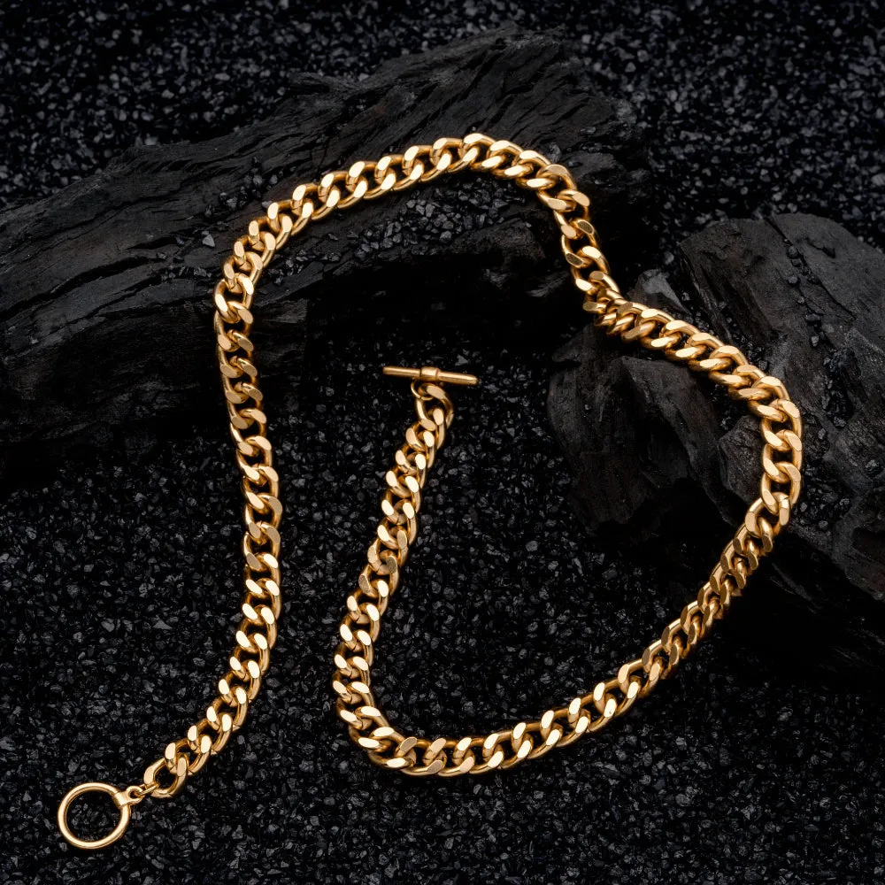 Estele Gold Plated Cuban Style Thick & Heavy Chain for Men with Toggle Bar