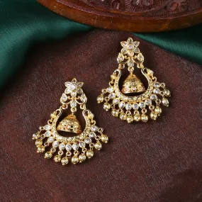 Estele Gold Plated CZ Beautiful Floral Designer Jhumki Earrings for Women