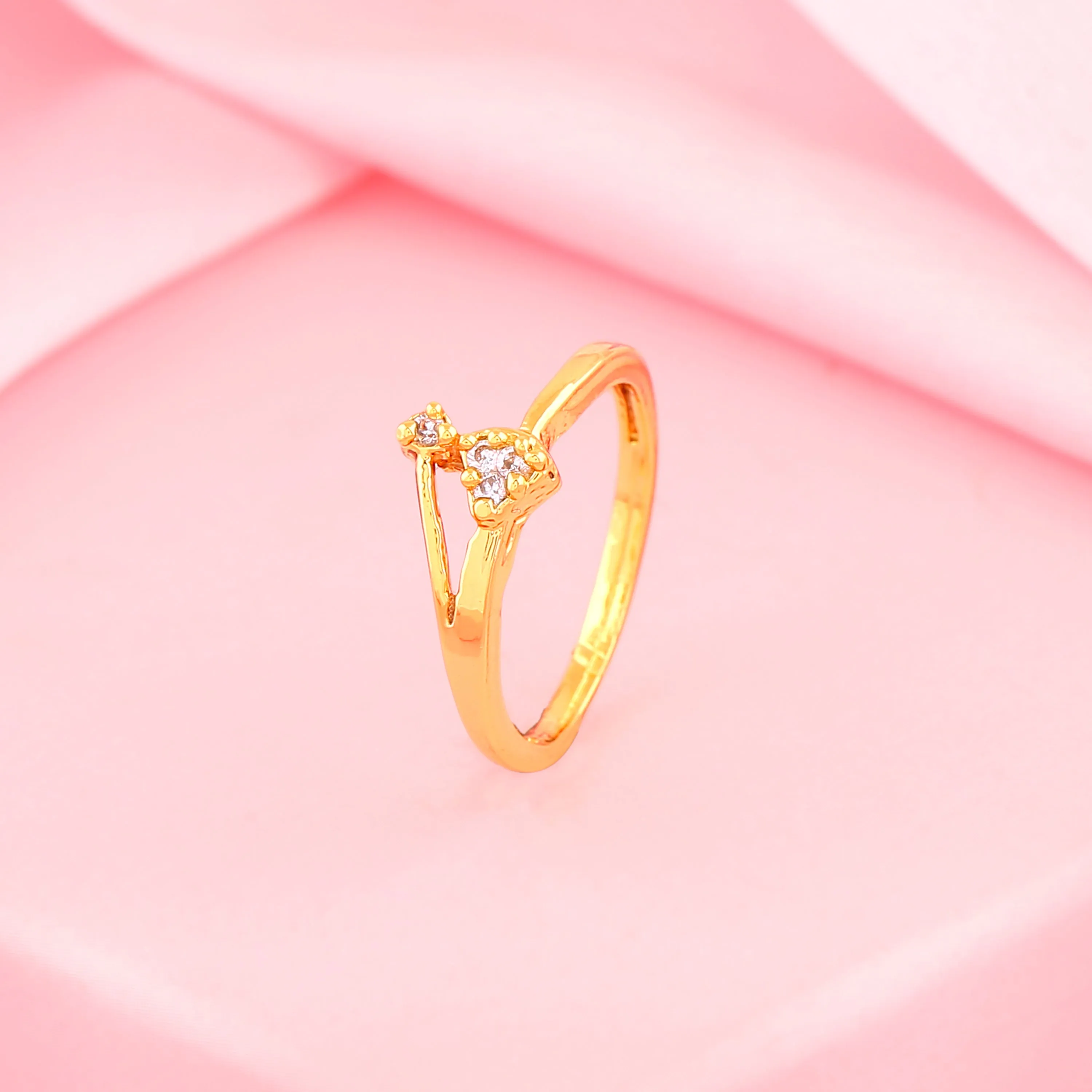 Estele Gold Plated CZ Sparkling Finger Ring for Women