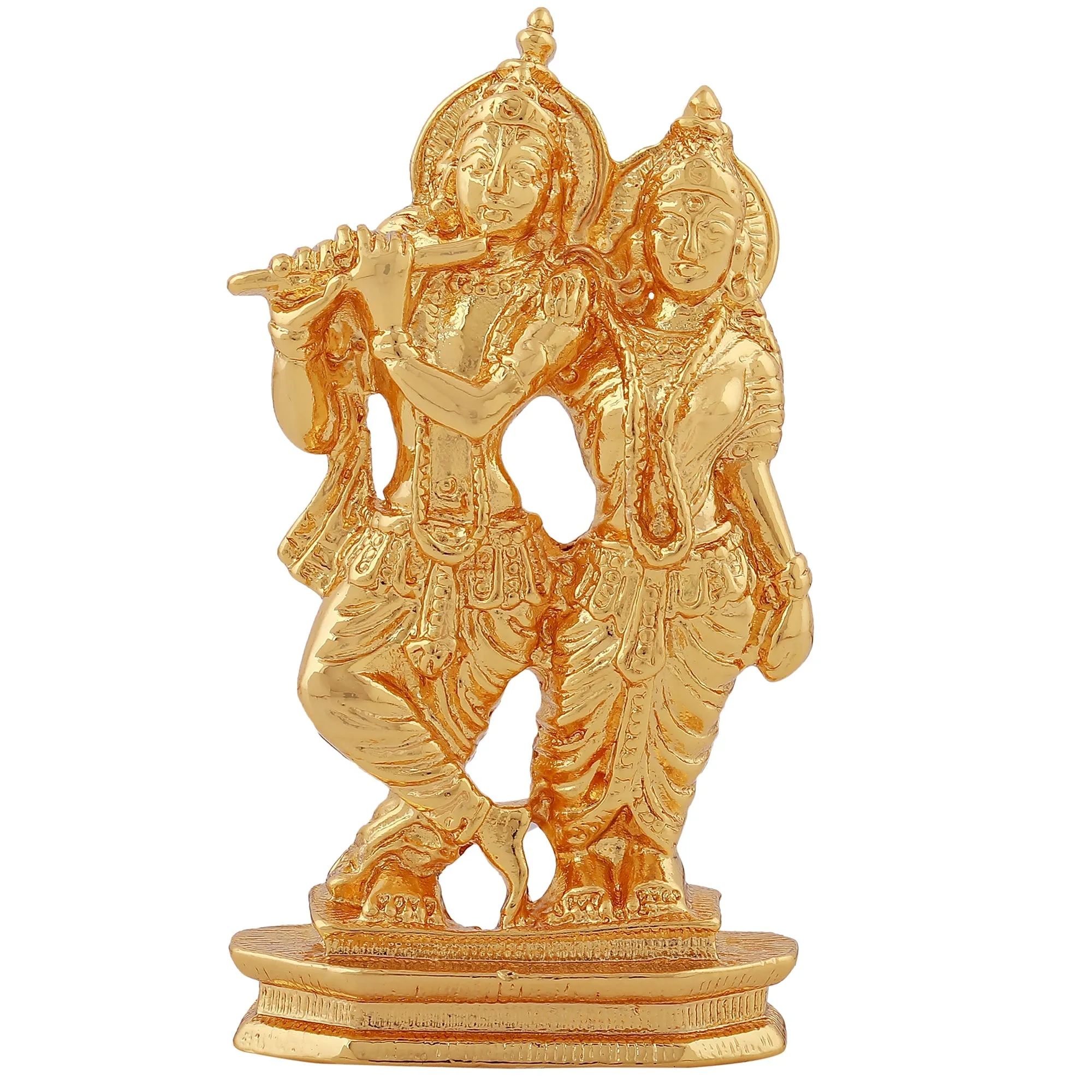 Estele Gold Plated Devotional Shree Radha Krishna Idol for Home/Car Decor.