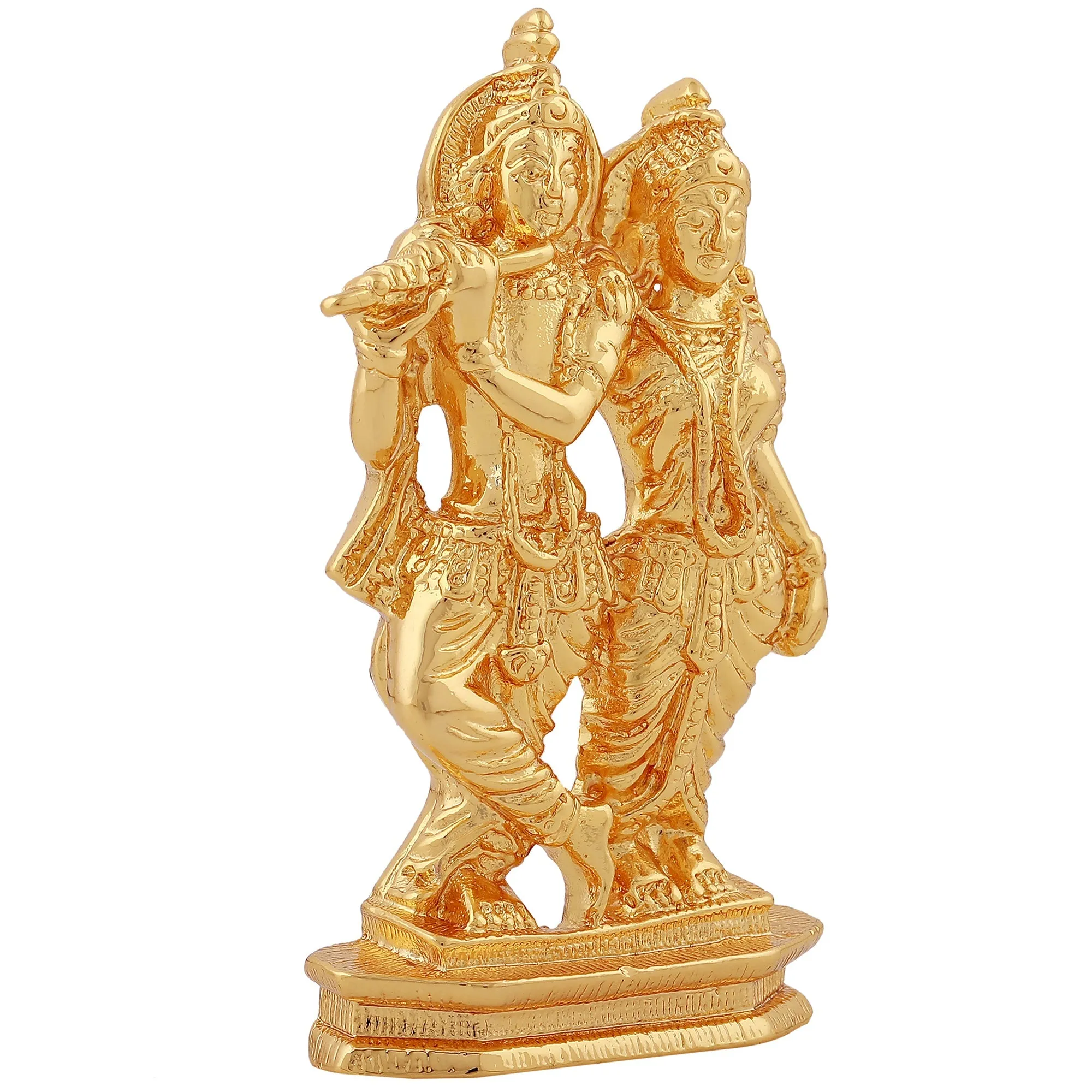 Estele Gold Plated Devotional Shree Radha Krishna Idol for Home/Car Decor.