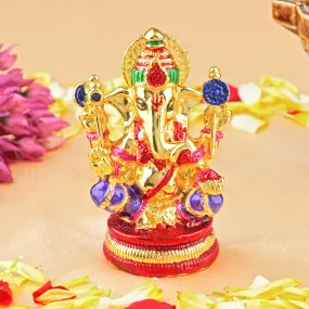 Estele Gold Plated Enamel Holy Ganesh Idol