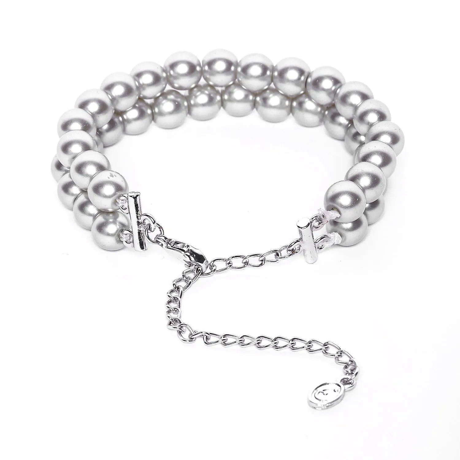 Estele - Grey Pearl Double Line Bracelet