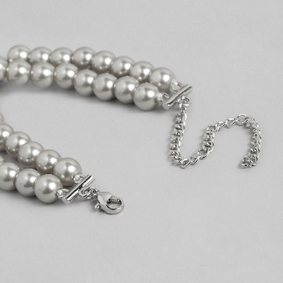 Estele - Grey Pearl Double Line Bracelet