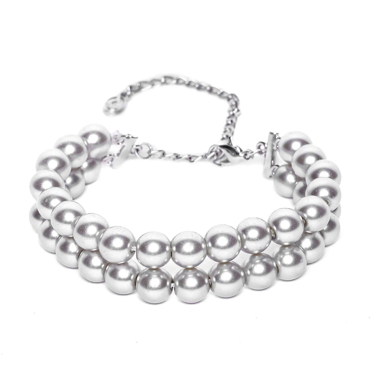 Estele - Grey Pearl Double Line Bracelet