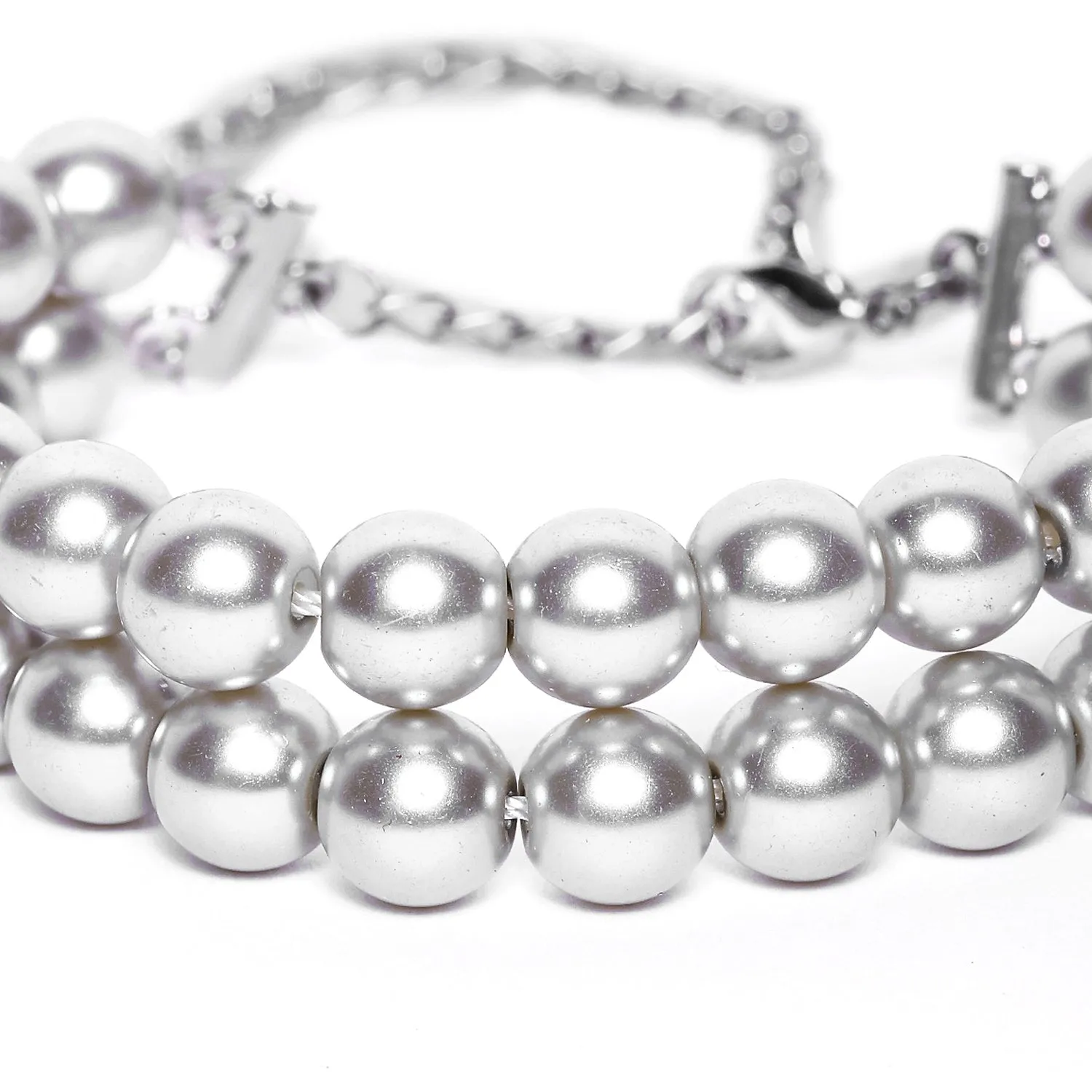 Estele - Grey Pearl Double Line Bracelet