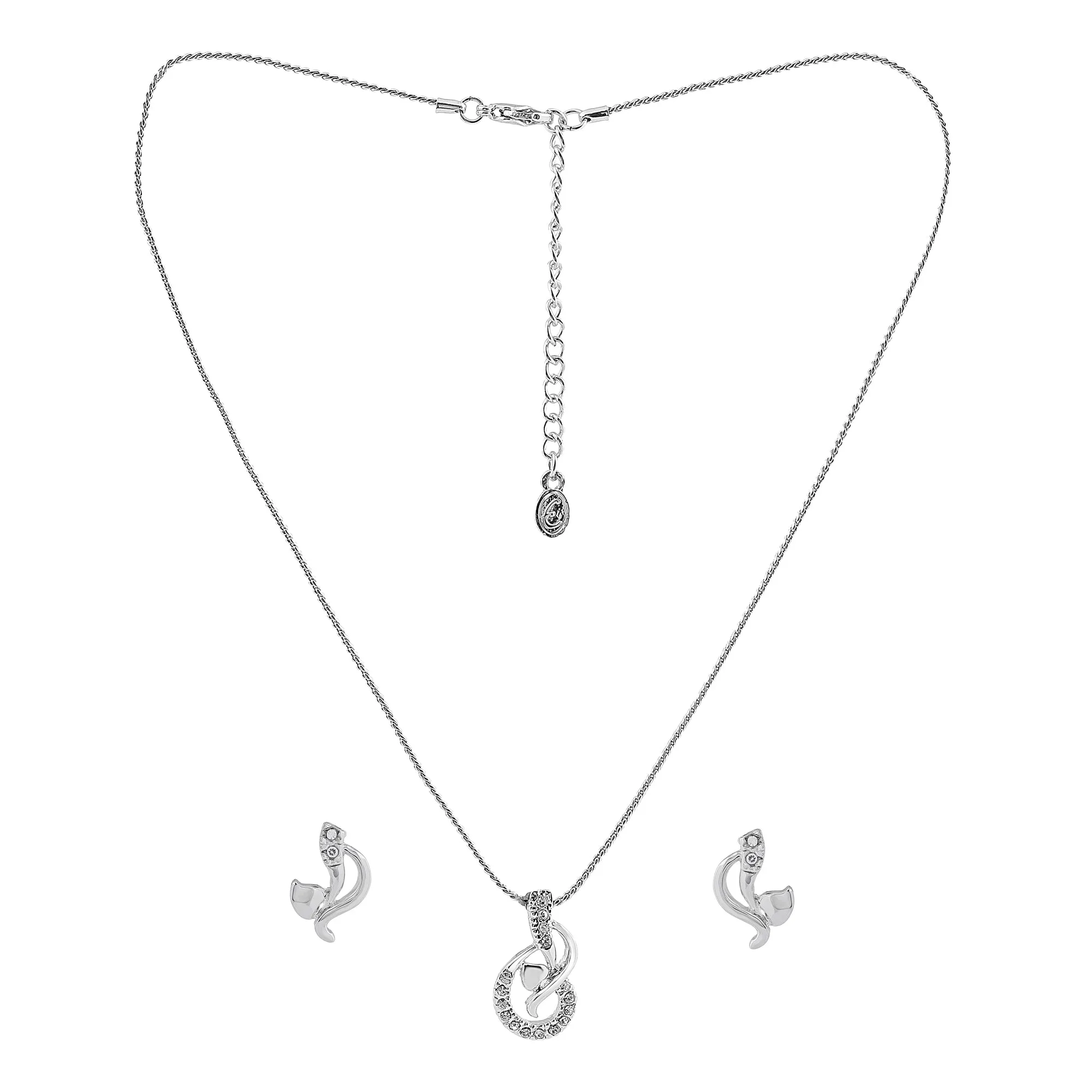 Estele - Lyrical Rhodium plated Pendant Set for Women