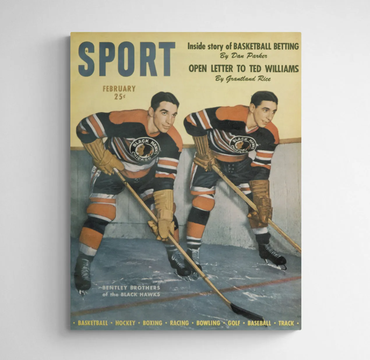 February 1947 SPORT Cover (Max and Doug Bentley, Chicago Blackhawks)