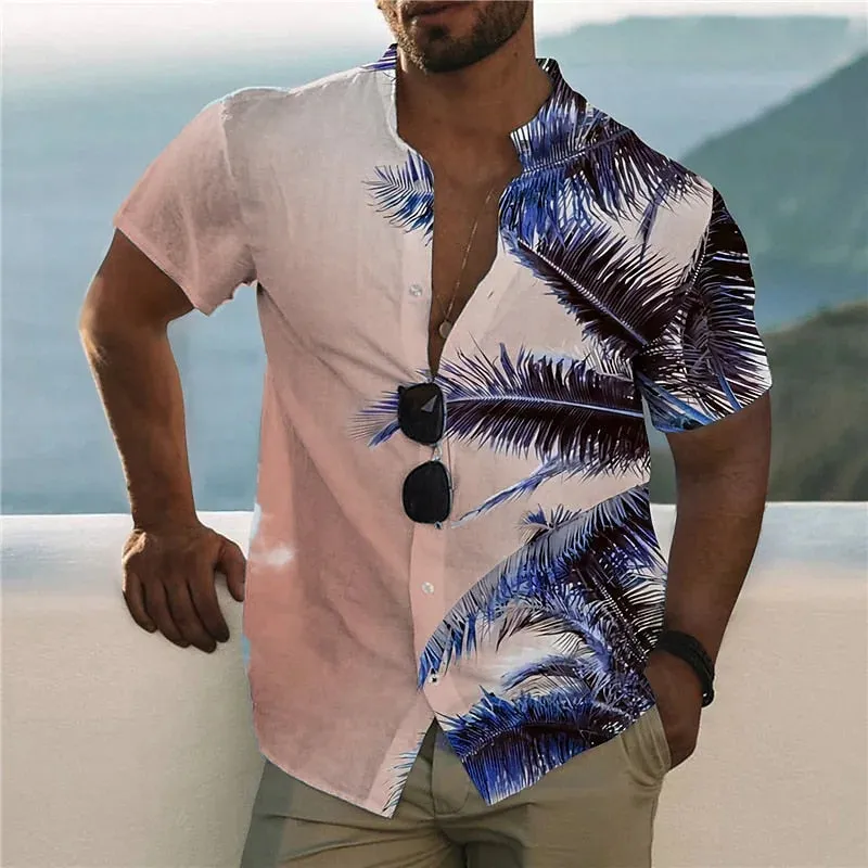 Foesce -Coconut Tree Shirts For Men 3d Printed Men's Hawaiian Shirt Beach 5xl Short Sleeve Fashion Tops Tee Shirt Man Blouse Camisa