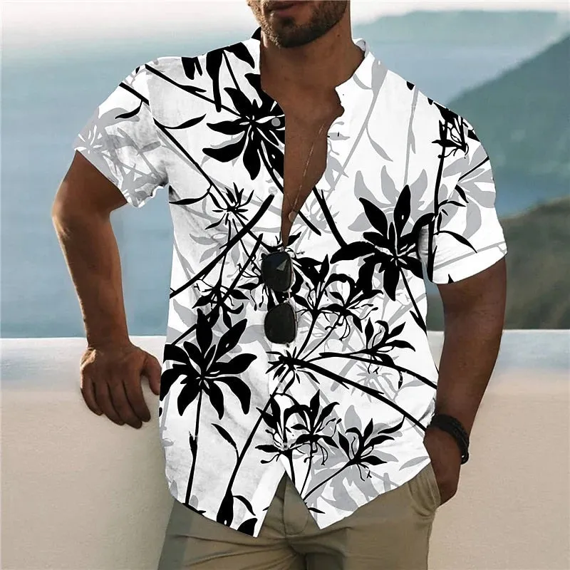 Foesce -Coconut Tree Shirts For Men 3d Printed Men's Hawaiian Shirt Beach 5xl Short Sleeve Fashion Tops Tee Shirt Man Blouse Camisa