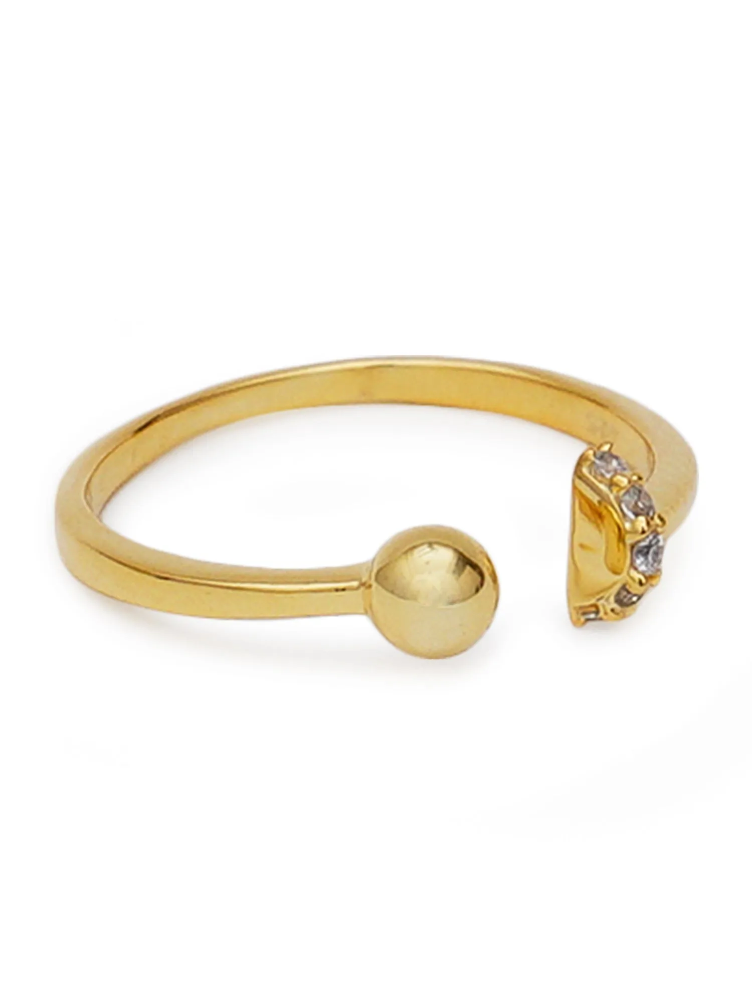 GoldPlated 925 Sterling Silver Adjustable Crystal Ring