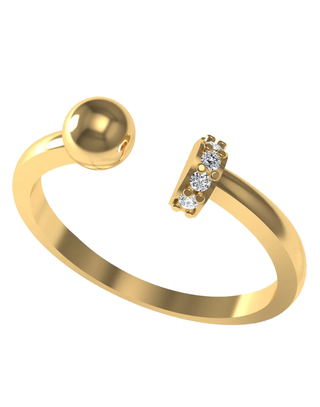 GoldPlated 925 Sterling Silver Adjustable Crystal Ring